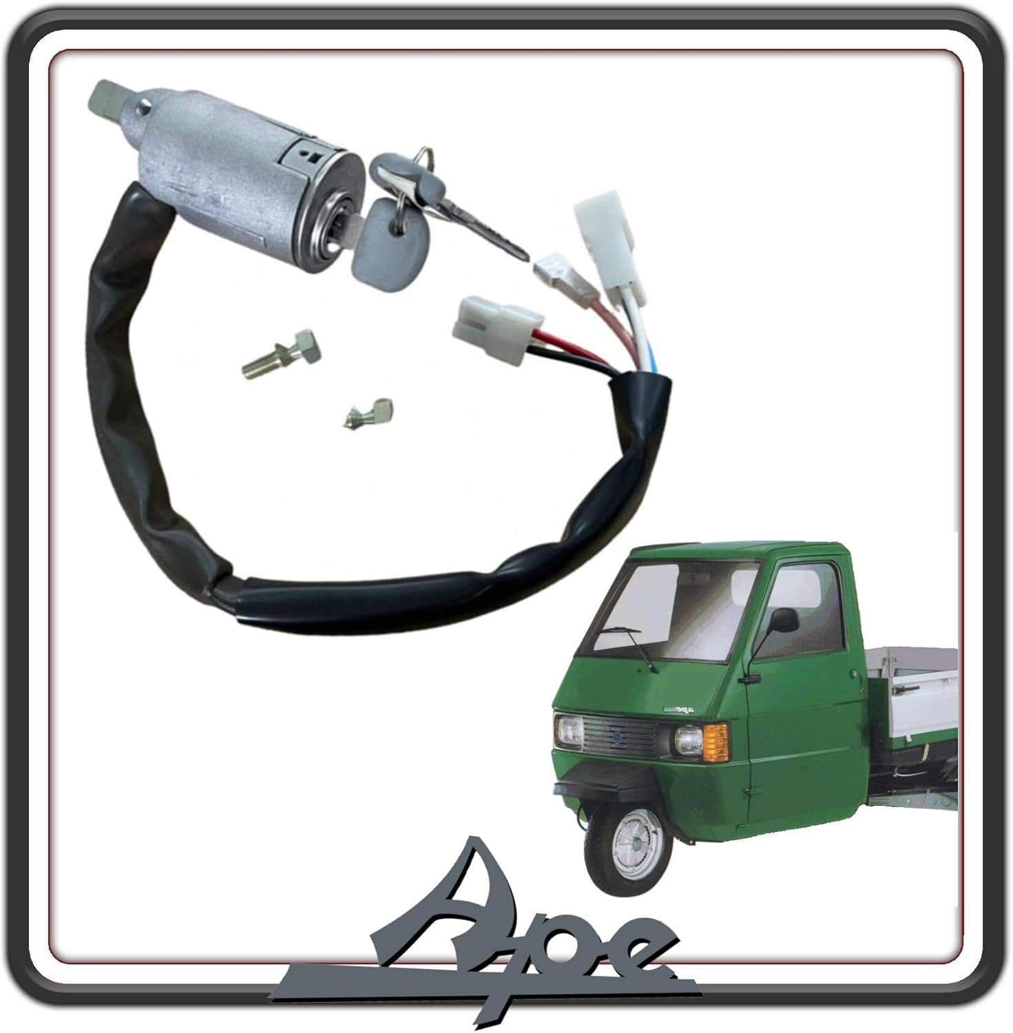 KIT BLOCCASTERZO CILNDRETTO COMMUTATORE QUADRO COMPLETO DI CHIAVI PER PIAGGIO APE 703 BENZINA O DIESEL ORIGINALE PIAGGIO 568194