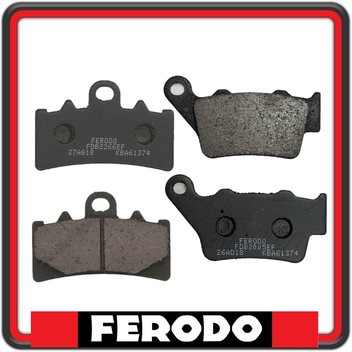 KIT PASTIGLIE PASTICCHE FRENO FRENI FERODO ANTERIORI E POSTERIORI COMPATIBILI CON KTM 250 DUKE DAL 2015 IN POI (2 PEZZI) FDB2266 - FDB2005