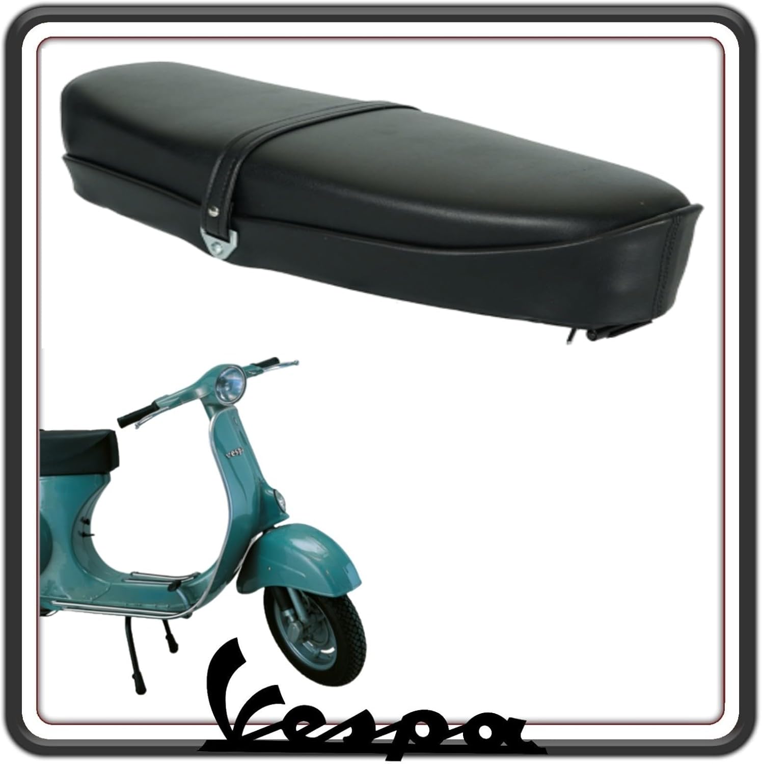 SELLA SELLONE SEDILE NERA COMPATIBILE PER VESPA ET3 125 DAL 1976 AL 1983 CON SERRATURA E CHIAVE.