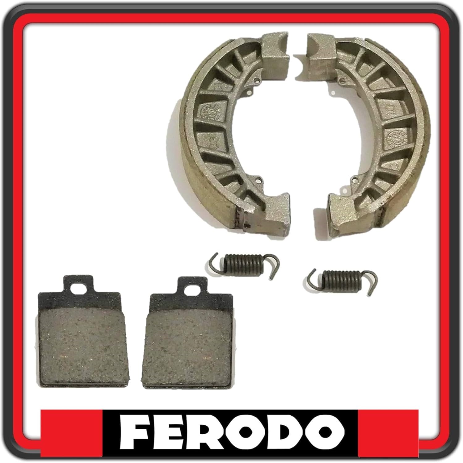 KIT PASTIGLIE + GANASCE FRENO FRENI FERODO PER PIAGGIO VESPA LX 50 2T - VESPA LX 50 4T - VESPA LXV 50 FINO AL 2009 - VESPA LX 150 - FDB2057 - FSB938