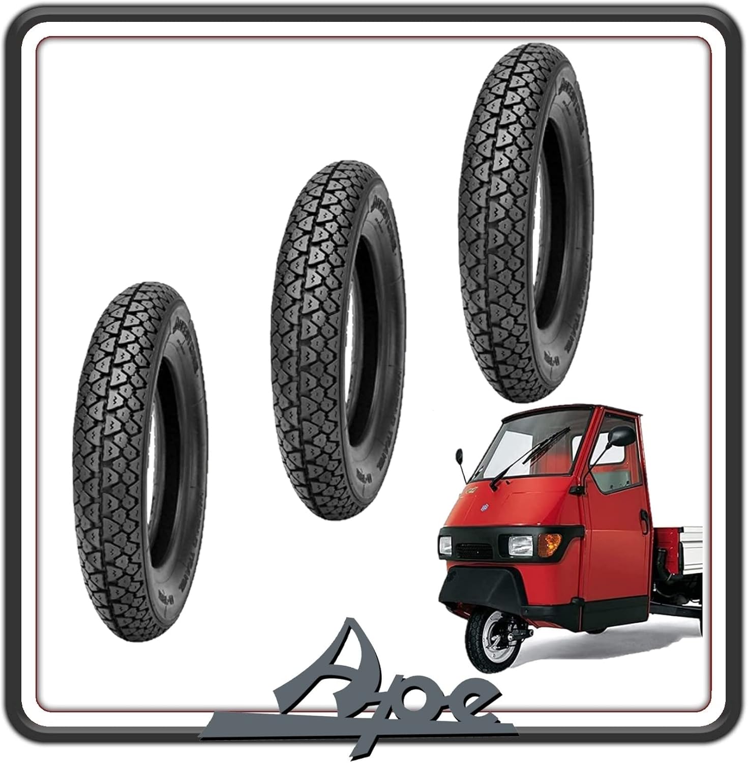 KIT TRE PNEUMATICO PNEUMATICI COPERTONI COPERTONE GOMME BATTISTRADA COPERTURE 100/90-10 PER APE 50 TUTTI I MODELLI.