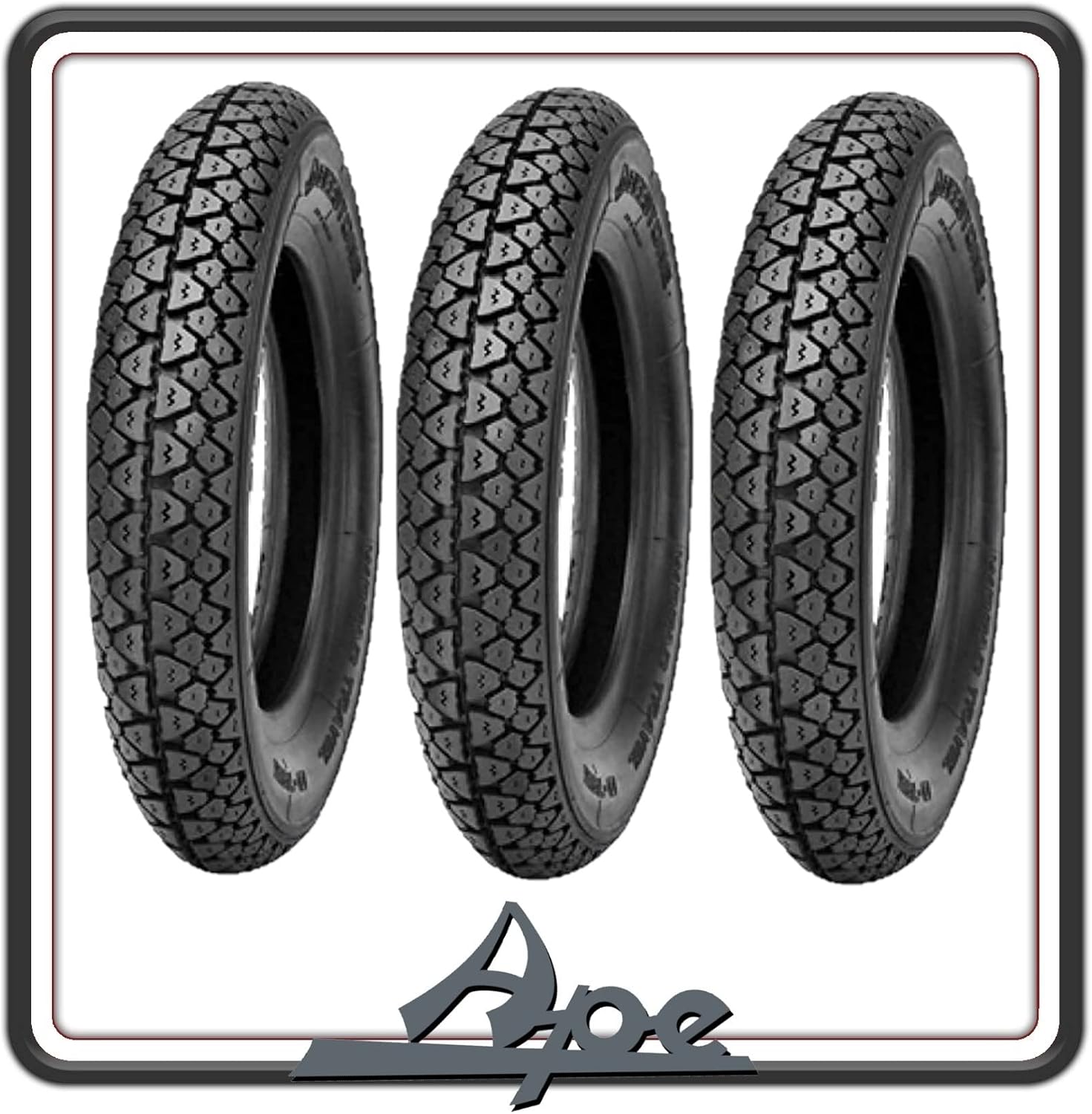 KIT TRE PNEUMATICO PNEUMATICI COPERTONI COPERTONE GOMME BATTISTRADA COPERTURE 100/90-10 PER APE 50 TUTTI I MODELLI.