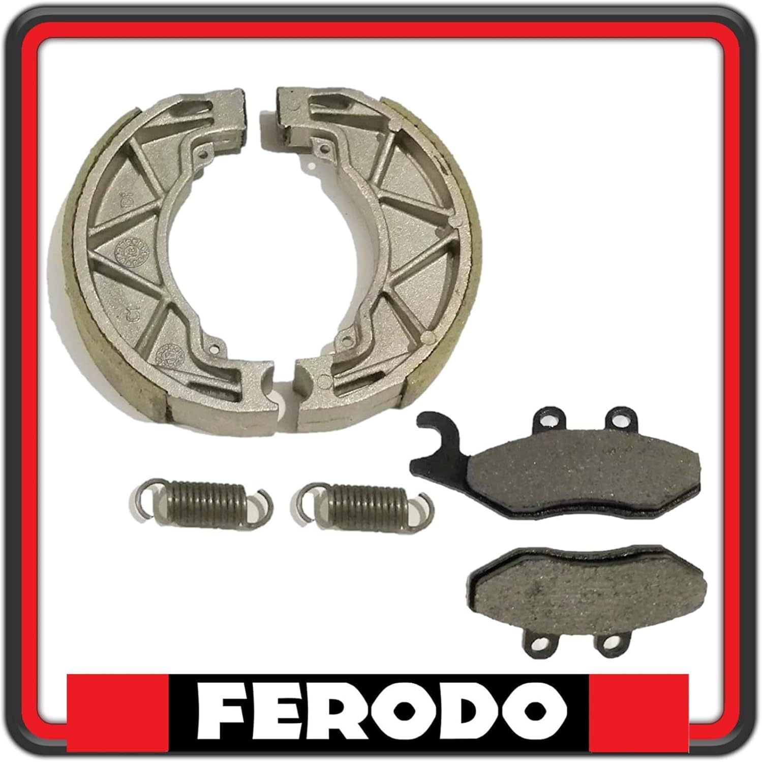 KIT PASTIGLIE PASTICCHE + GANASCE FRENO FERODO PER PIAGGIO VESPA 50 PRIMAVERA 2T O 4T - VESPA 125 PRIMAVERA - VESPA 150 PRIMAVERA FDB2142 - FSB954