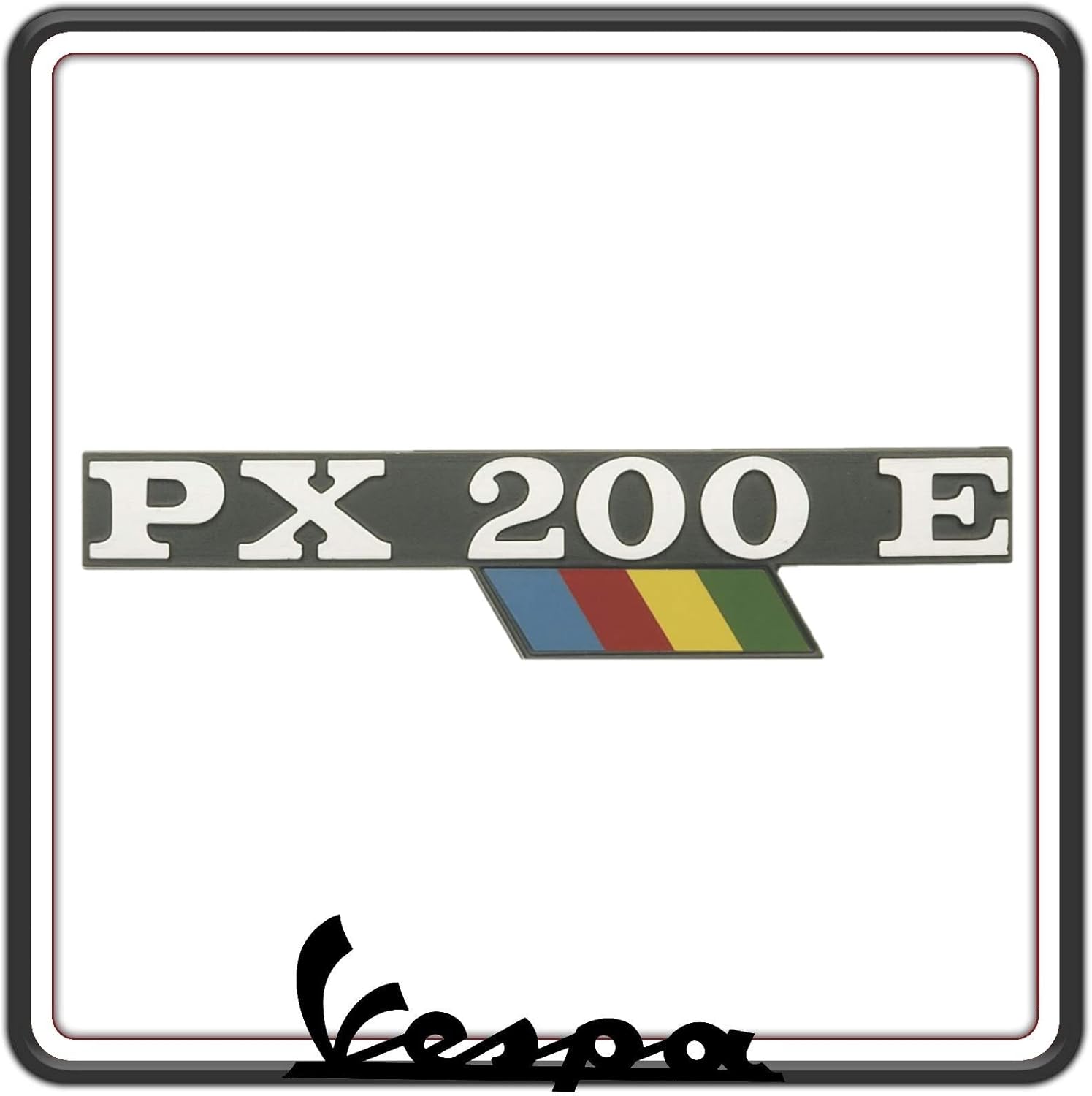 TARGHETTA SCRITTA LOGO STEMMA COFANO LATERALE PER VESPA PX 200 E