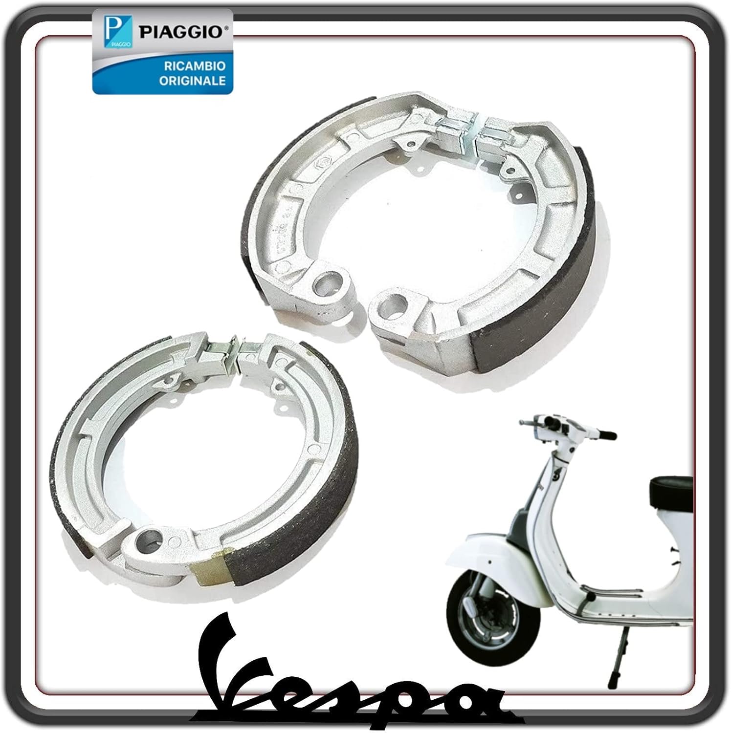 KIT COPPIA GANASCE FRENO FRENI ANTERIORE E POSTERIORE PER PIAGGIO VESPA 50 SPECIAL ORIGINALE PIAGGIO 2665064 - 4146115