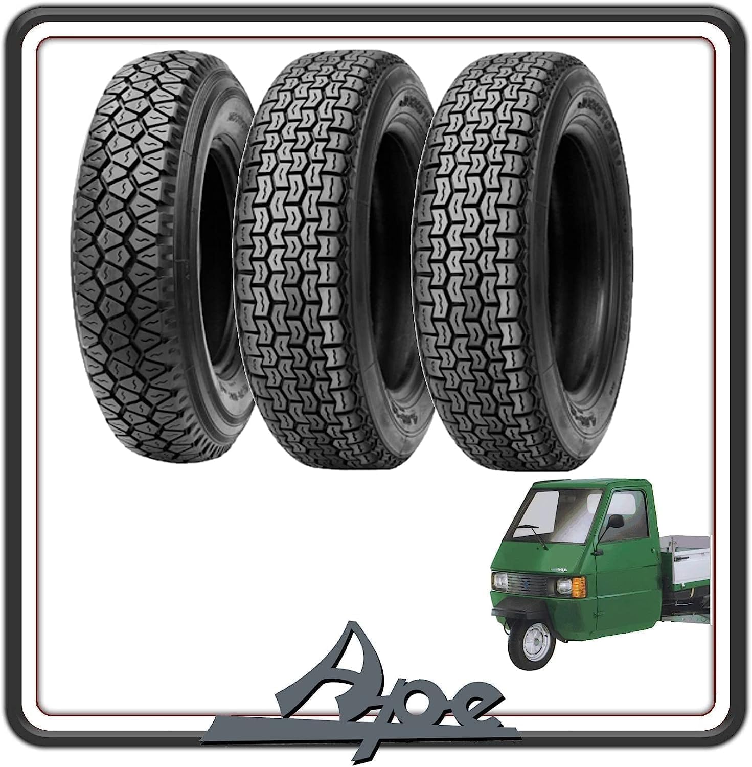 KIT 3 PNEUMATICO PNEUMATICI COPERTONE COPERTONI GOMME BATTISTRADA COPERTURE MISURA 4.00-12 COMPATIBILI PER PIAGGIO APE TM 703 - APE 602 TUTTI I MODELLI