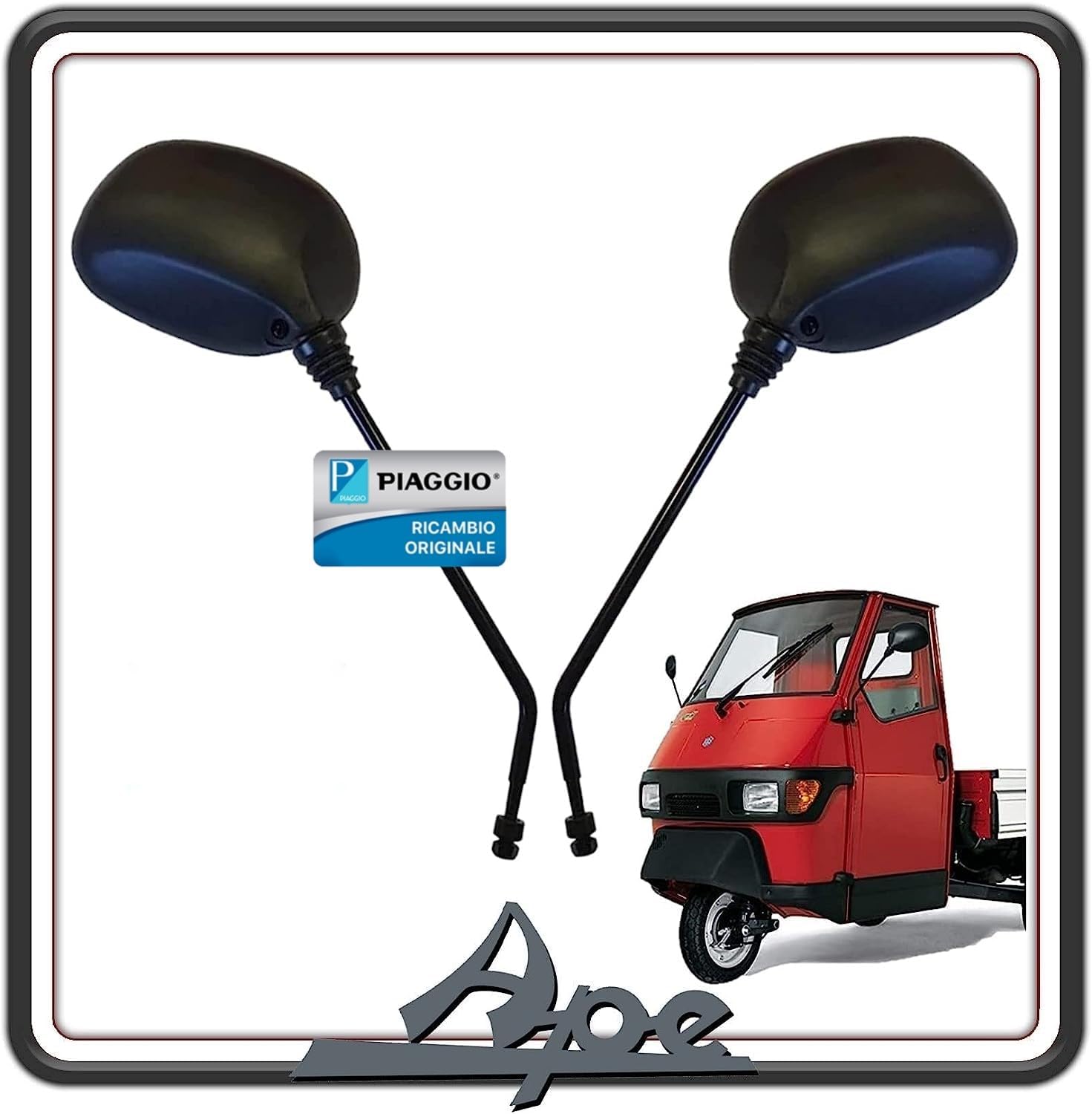 KIT DUE SPECCHIO SPECCHI SPECCHIETTO SPECCHIETTI RETROVISORI PER PIAGGIO APE 50 ORIGINALE PIAGGIO 569615 - 569614