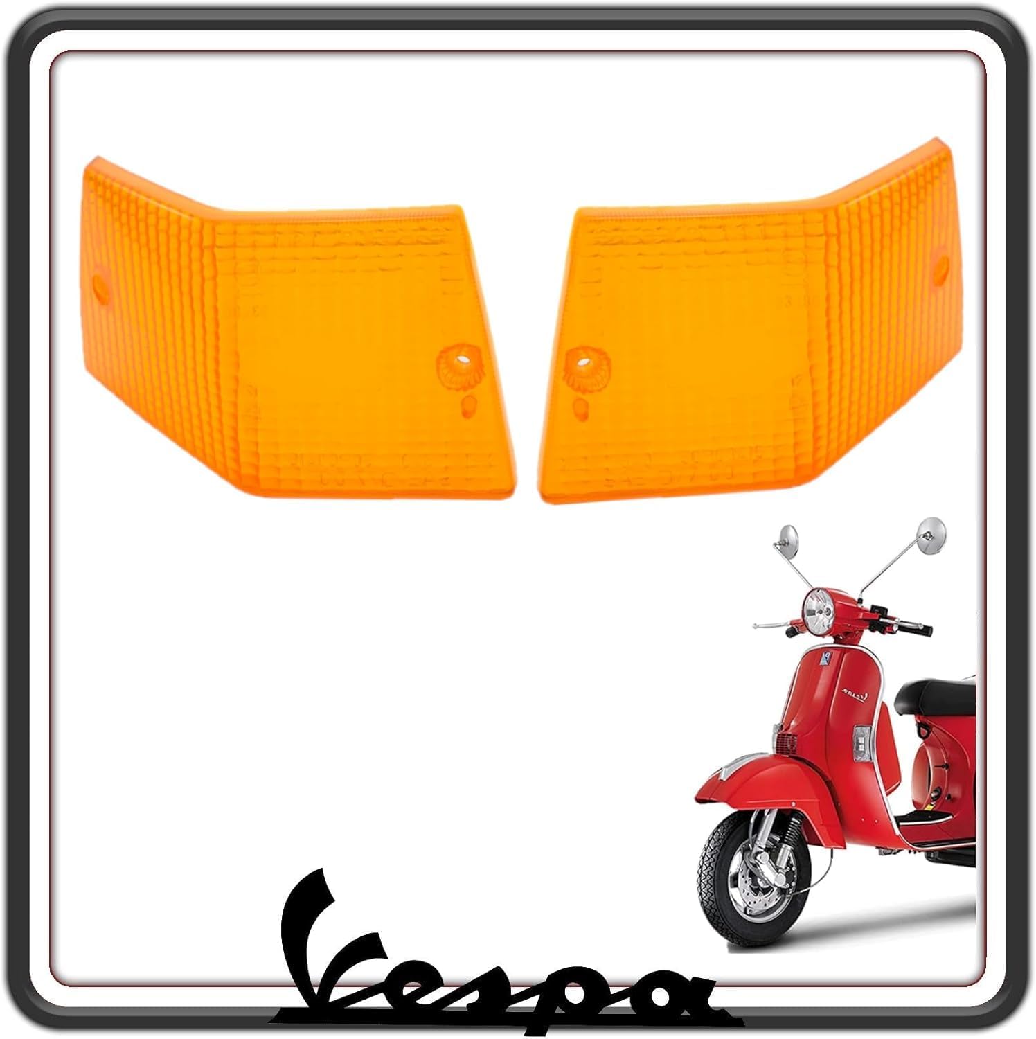 KIT COPPIA DUE GEMMA GEMME PLASTICA PLASTICHE VETRINO FRECCIA POSTERIORI ARANCIO COMPATIBILI CON VESPA PX 125 150 200 - VESPA ARCOBALENO