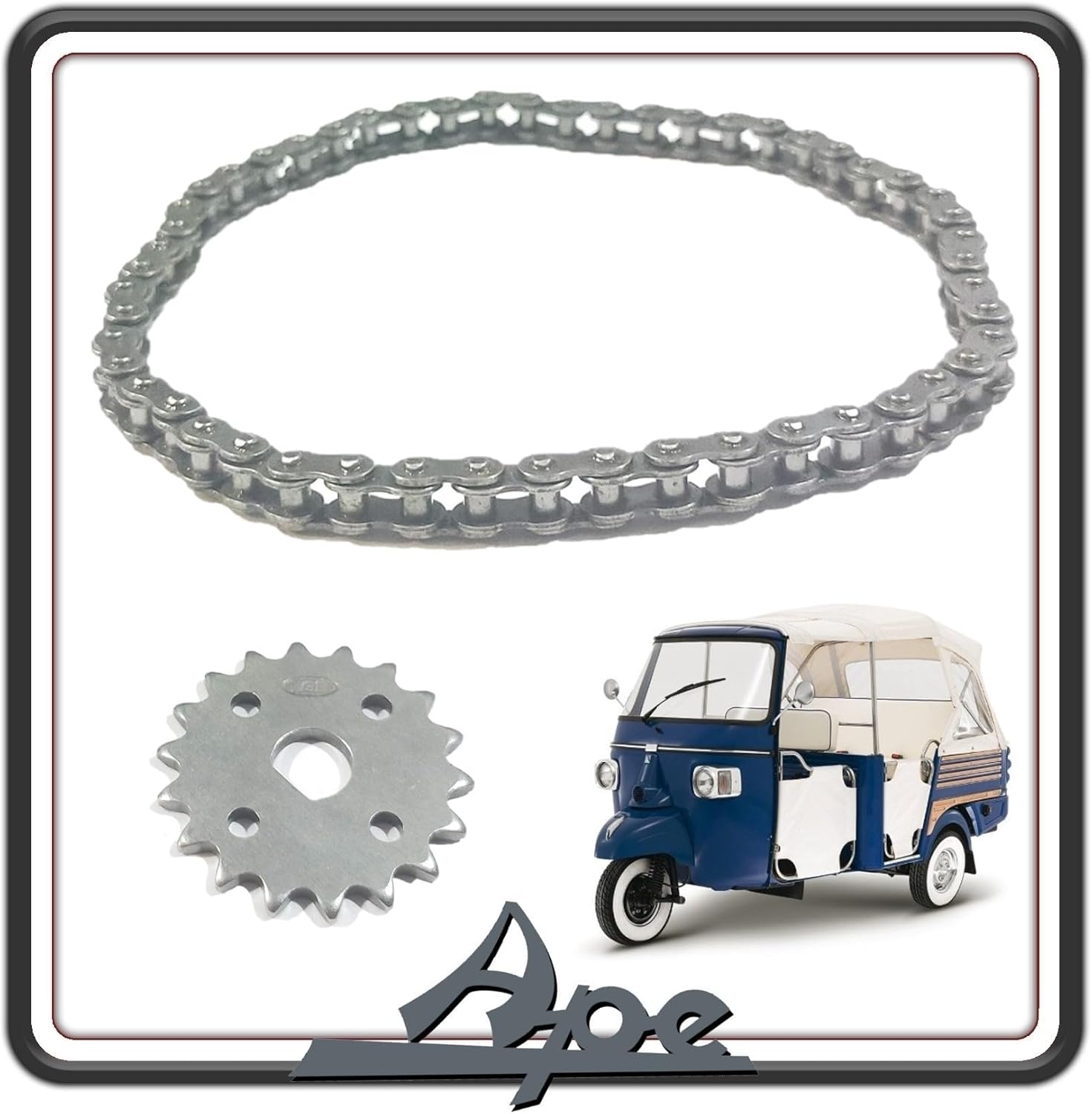 CATENA POMPA OLIO COMPLETA DI CORONA POMPA OLIO APE 703 DIESEL - APE CALESSINO DIESEL - APE CLASSIC 601 ORIGINALE PIAGGIO L2816208 - L2181073