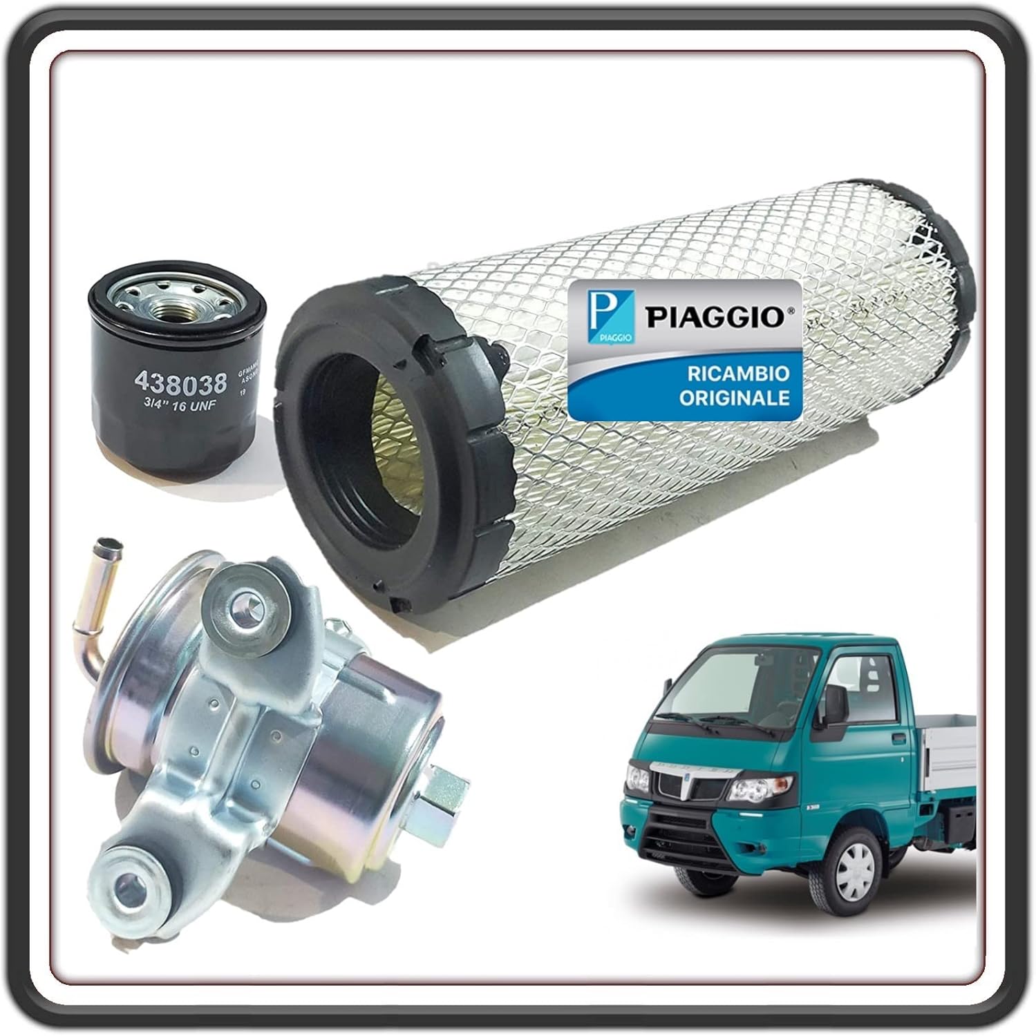 KIT FILTRO ARIA - FILTRO CARBURANTE BENZINA - FILTRO OLIO PER PIAGGIO PORTER 1300 MULTITECH - PIAGGIO PORTER MULTITECH MAXXI BENZINA ORIGINALE PIAGGIO B005660 - 438038 - 2330087507000