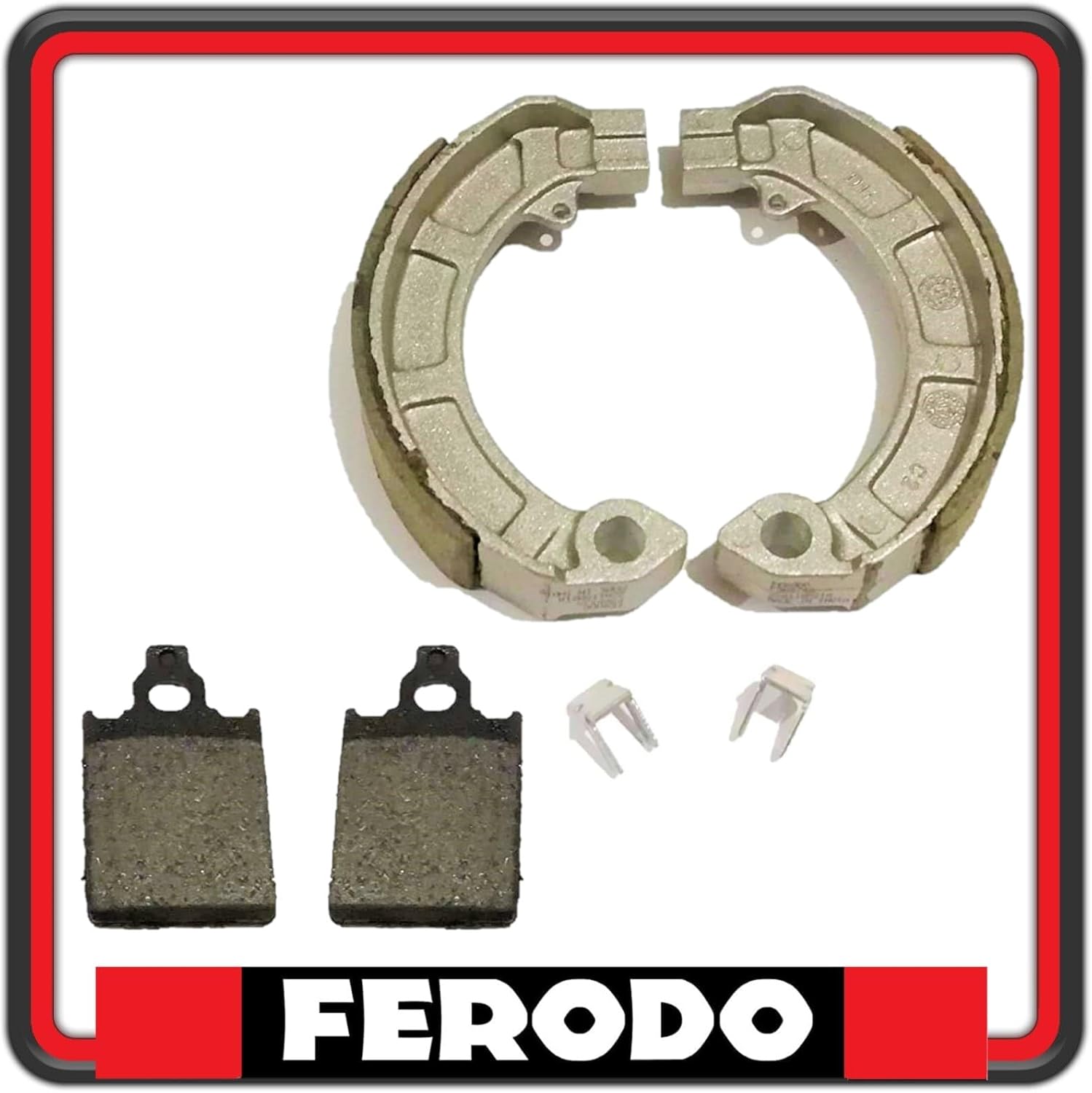 KIT PASTIGLIE PASTICCHE + GANASCE FRENO FERODO PIAGGIO VESPA PX 125-150 - 200 FDB2100 - FSB874.