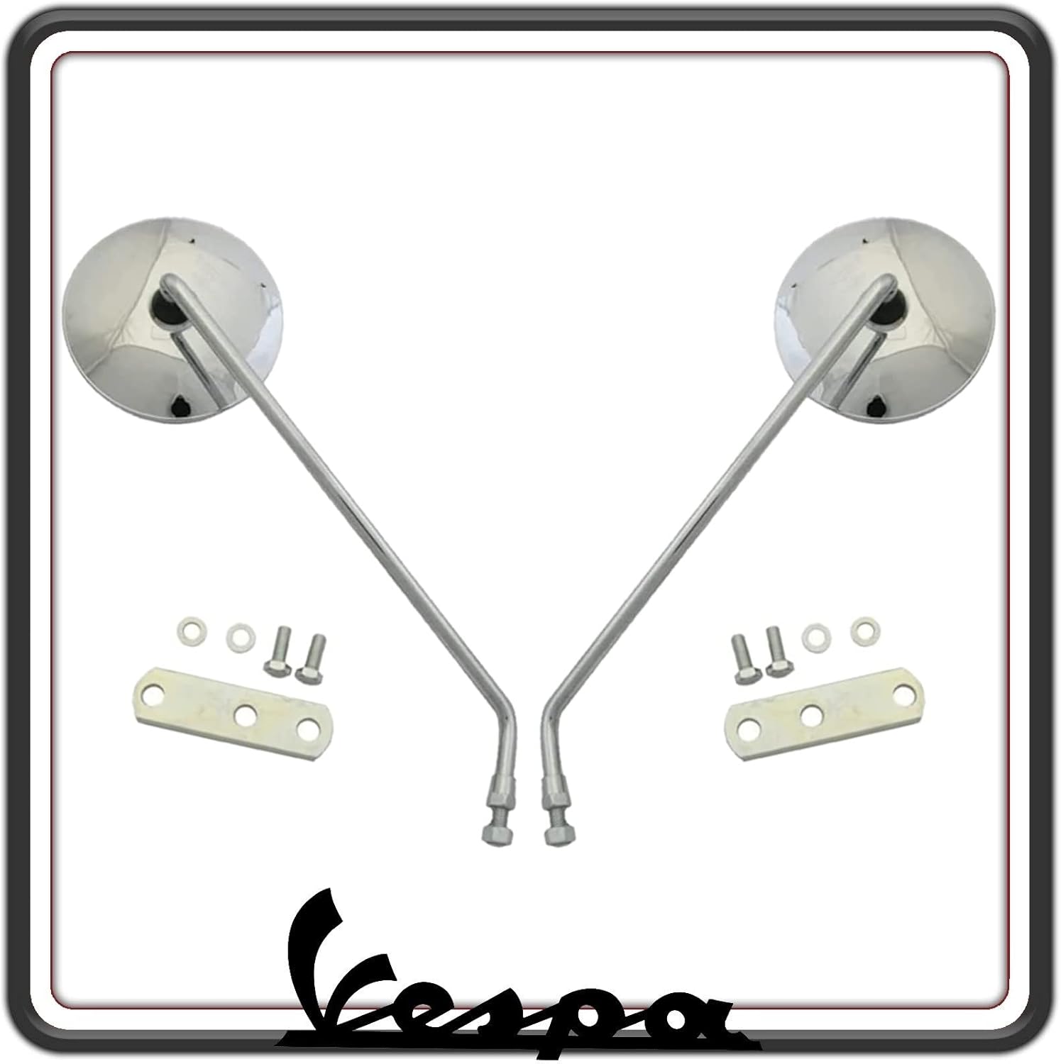 KIT 2 SPECCHIO SPECCHIETTO SPECCHI SPECCHIETTI RETROVISORI CROMATI PER VESPA PX - ARCOBALENO TUTTI I MODELLI FINO AL 1989 - VESPA 50 SPECIAL - VESPA LML STAR