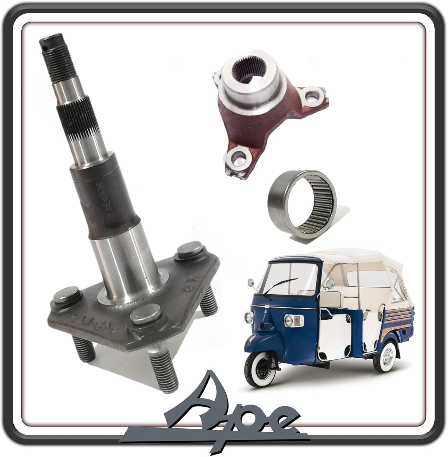 ASSE RUOTA COMPLETO DI MOZZETTO E ASTUCCIO A RULLI APE CALESSINO - APE CLASSIC - APE 601 - APE 501 ORIGINALE PIAGGIO