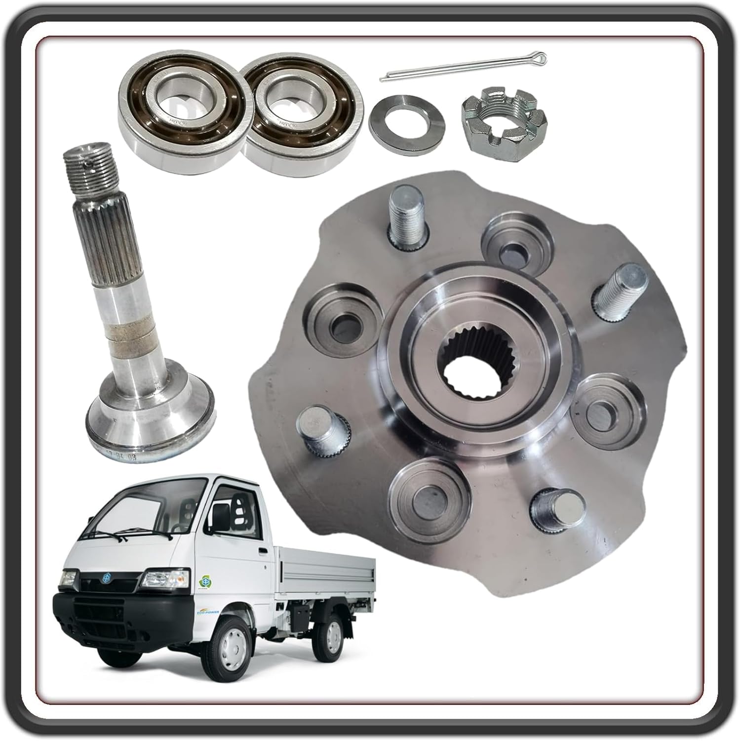 KIT MOZZO RUOTA ANTERIORE COMPLETO PER PIAGGIO PORTER 1000 - PORTER 1300 16V FINO AL 2008 - PORTER 1200 1400 DIESEL - PORTER MULTITECH - PIAGGIO QUARGO TUTTI I MODELLI ORIGINALE PIAGGIO 4350287Z01000 - D90043632425 - B0008245