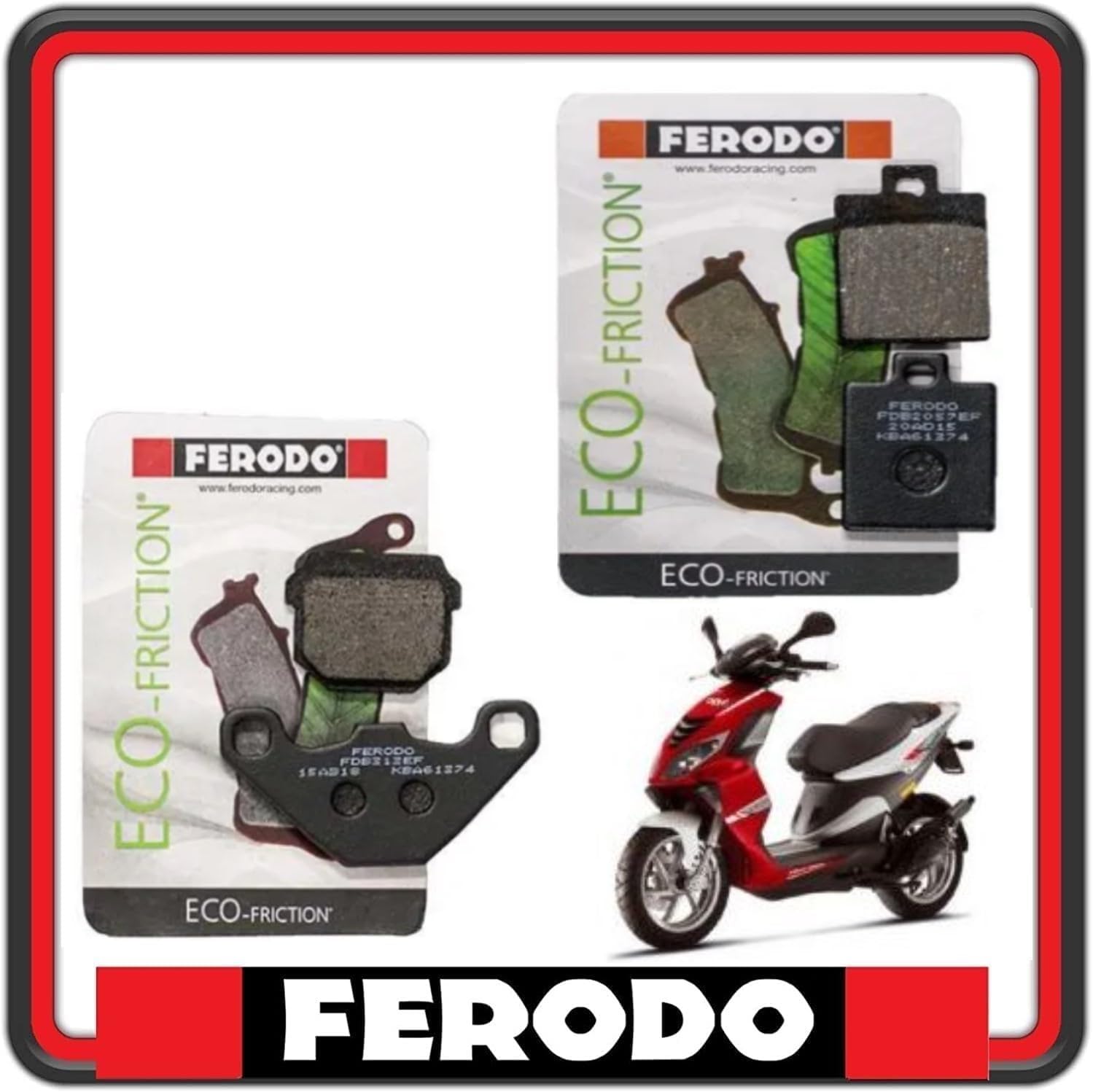 KIT PASTIGLIE PASTICCHE FRENO FRENI ANTERIORI E POSTERIORI FRENO FERODO COMPATIBILI PER PIAGGIO NRG 50 Power DD 2T H2O E2 DAL 2005 AL 2013 FDB313 - FDB2057