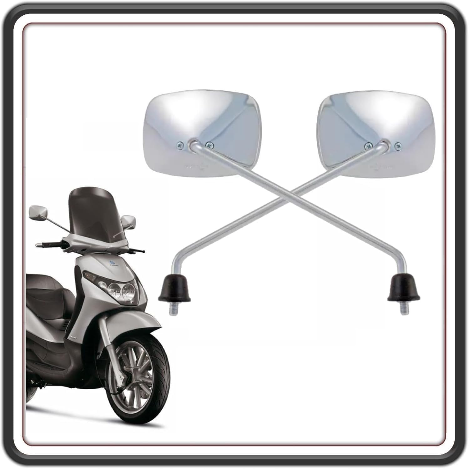 KIT COPPIA DUE SPECCHI SPECCHIETTI SPECCHIO SPECCHIETTO RETROVISORE CROMATI LATO DESTRO E SINISTRO PER PIAGGIO BEVERLY 125 DAL 2004 AL 2008 - PIAGGIO BEVERLY 250 DAL 2004 AL 2008 ORIGINALE PIAGGIO CM025501- CM025502