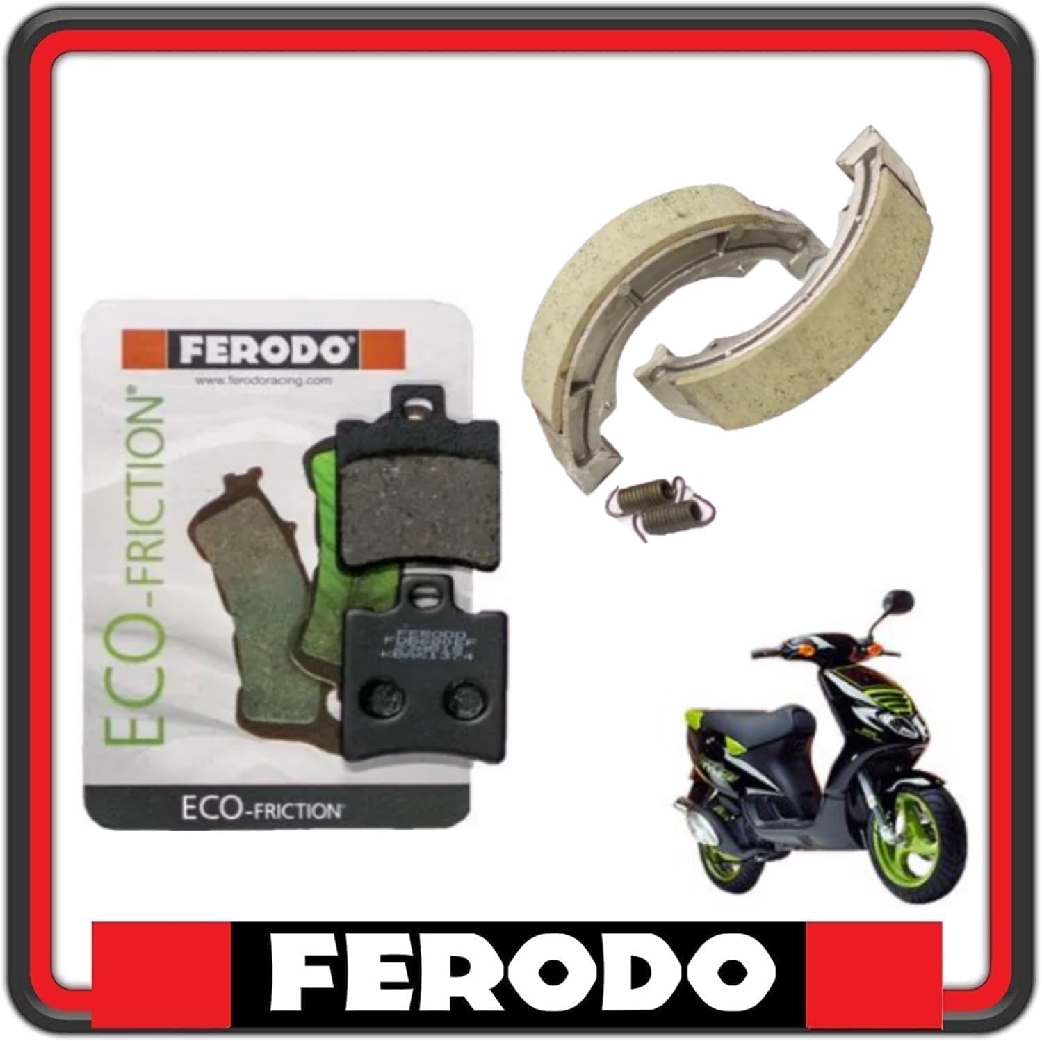 KIT PASTIGLIE PASTICCHE FRENO FRENI ANTERIORI E GANASCE FRENO FERODO COMPATIBILI PER PIAGGIO NRG 50 2T MC2 DD RST DAL 1998 IN POI FDB680 - FSB938
