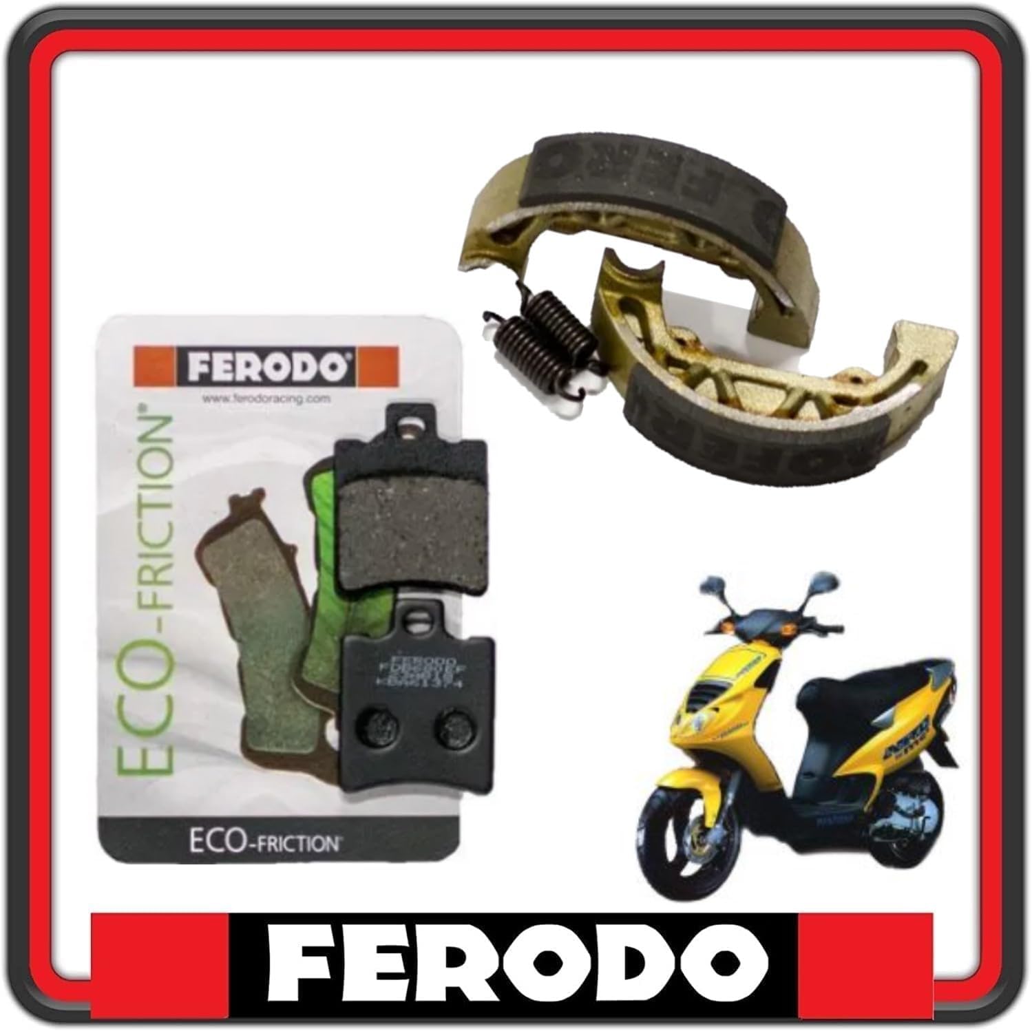 KIT PASTIGLIE PASTICCHE FRENO FRENI ANTERIORI E GANASCE FRENO FERODO COMPATIBILI PER PIAGGIO NRG 50 MC2 DAL 1996 AL 1997 FDB680 - FSB940