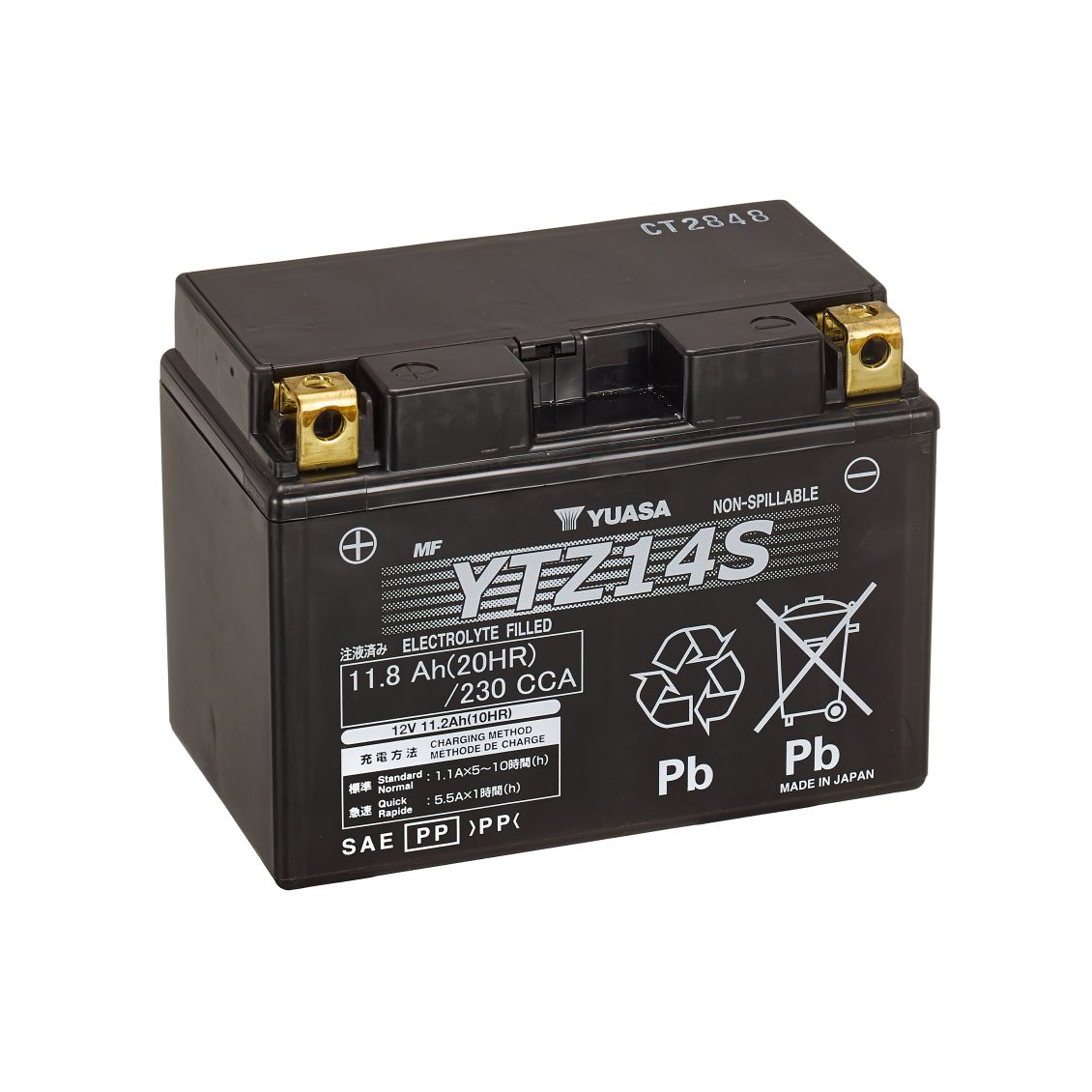 Batteria Yuasa YTZ14S 12V 11.8Ah 230A AGM Alte Prestazioni