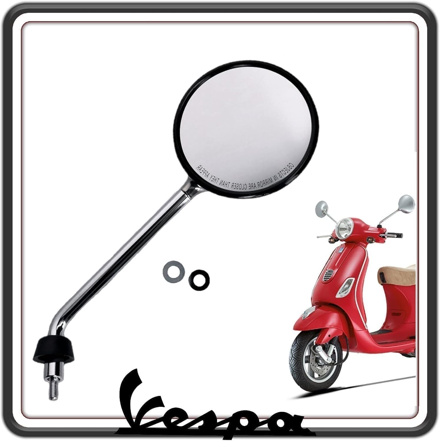 SPECCHIO SPECCHIETTO RETROVISORE VETRO VETRINO DESTRO DX CROMATO PER PIAGGIO VESPA LX 125 - LX 150 - VESPA LX 50 4T ORIGINALE PIAGGIO CM020405