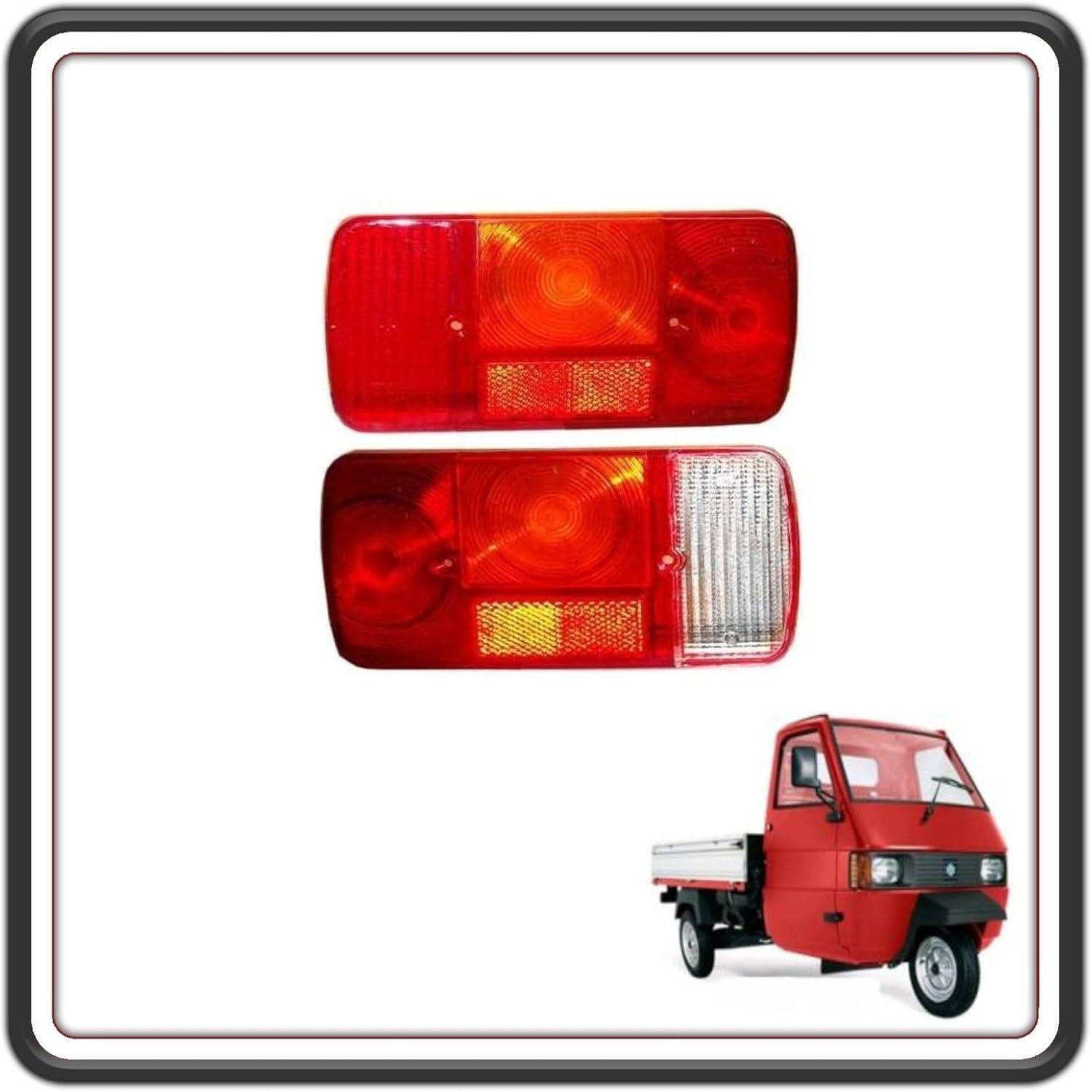 KIT 2 GEMMA GEMME - PLASTICHE VETRINO FANALE FRECCIA FRECCE INDICATORE DI DIREZIONE POSTERIORE COMPATIBILI APE TM 703 BENZINA DAL 1990 AL 2007 APE TM 703 DIESEL DAL 1987 AL 2004