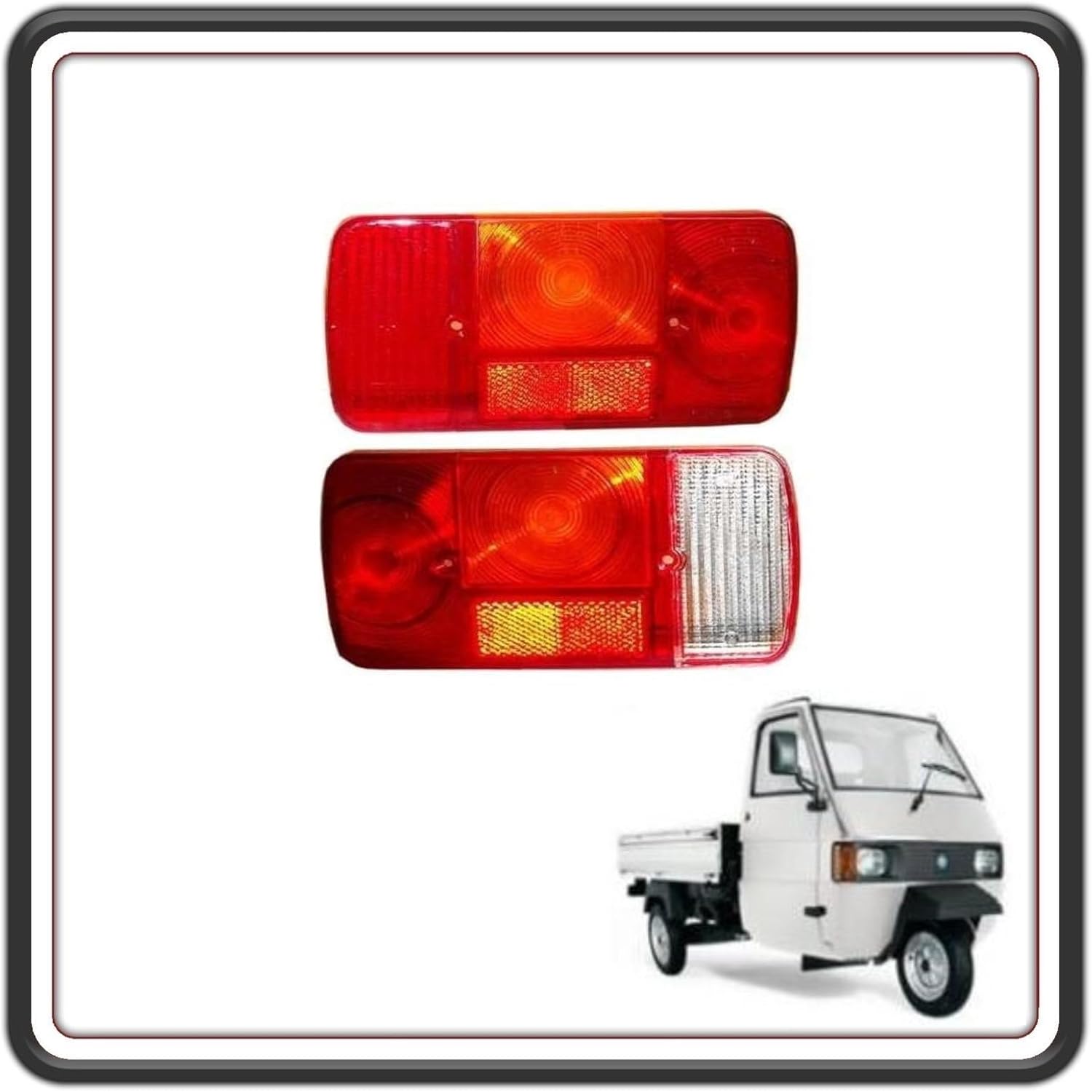 KIT 2 GEMMA GEMME - PLASTICHE VETRINO FANALE FRECCIA FRECCE INDICATORE DI DIREZIONE POSTERIORE COMPATIBILI APE TM 703 BENZINA DAL 1990 AL 2007 APE TM 703 DIESEL DAL 1987 AL 2004