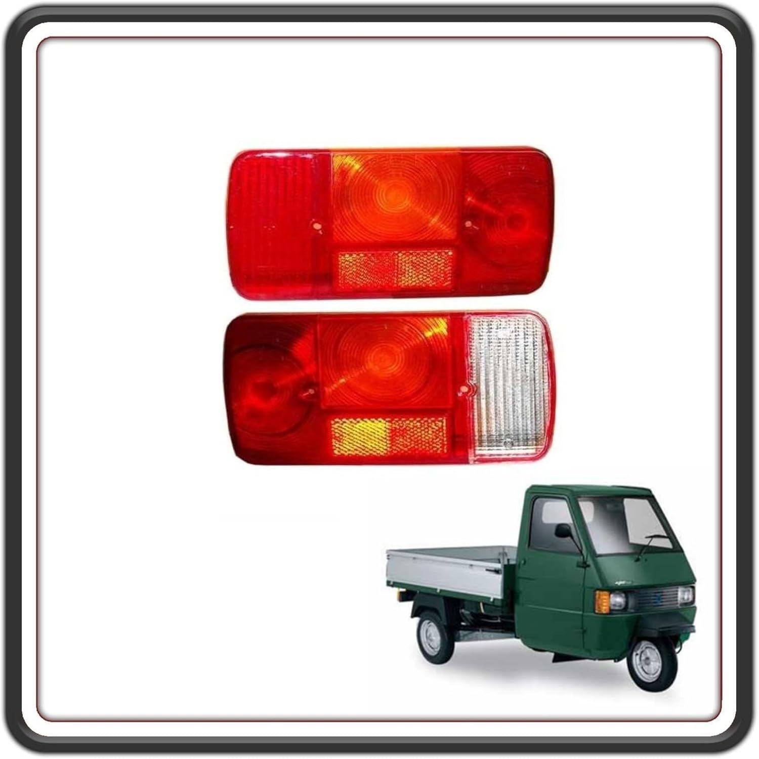 KIT 2 GEMMA GEMME - PLASTICHE VETRINO FANALE FRECCIA FRECCE INDICATORE DI DIREZIONE POSTERIORE COMPATIBILI APE TM 703 BENZINA DAL 1990 AL 2007 APE TM 703 DIESEL DAL 1987 AL 2004