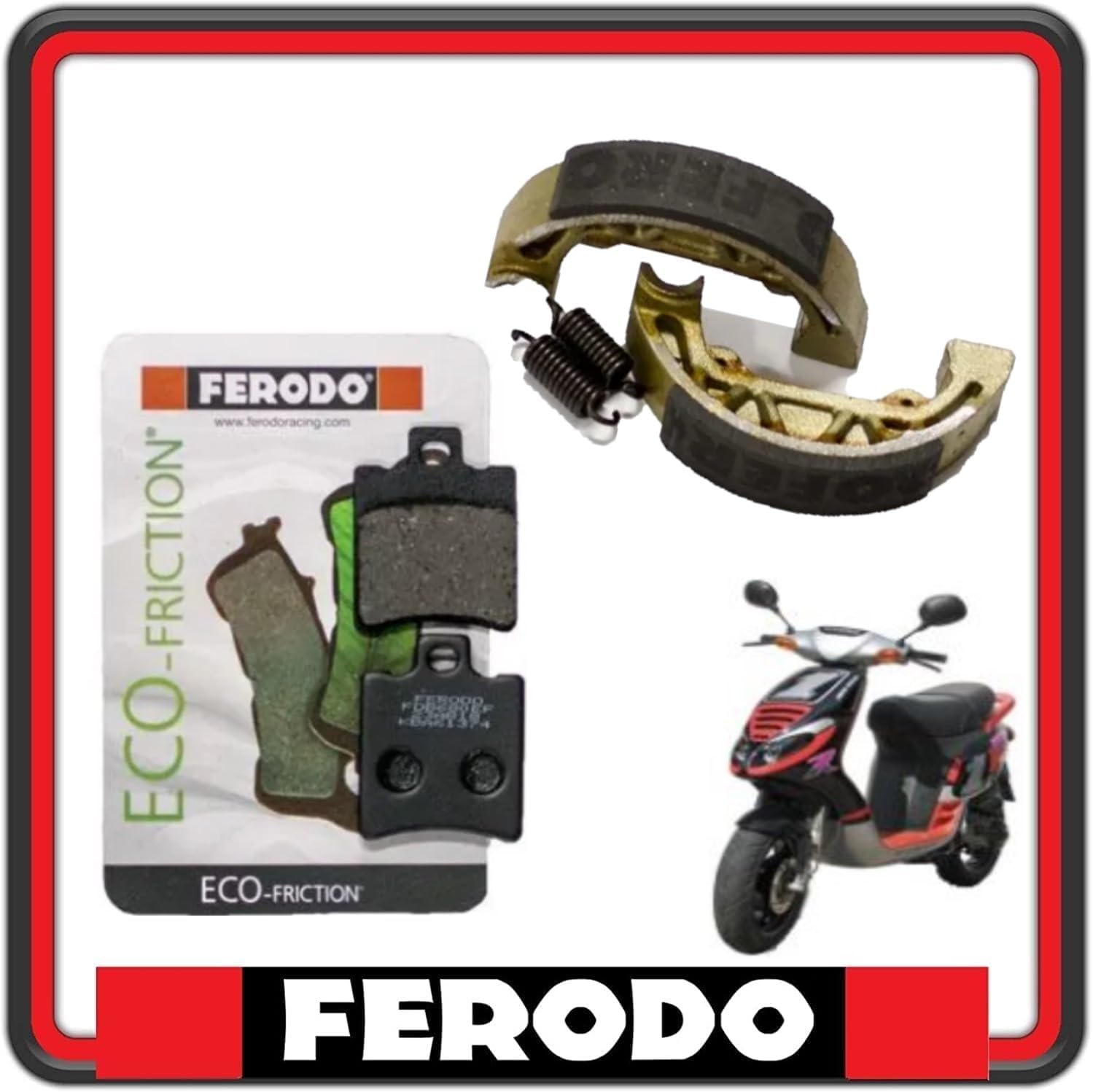 KIT PASTIGLIE PASTICCHE FRENO FRENI ANTERIORI E GANASCE FRENO FERODO COMPATIBILI PER PIAGGIO NRG 50 DAL 1996 AL 1997 FDB680 - FSB940