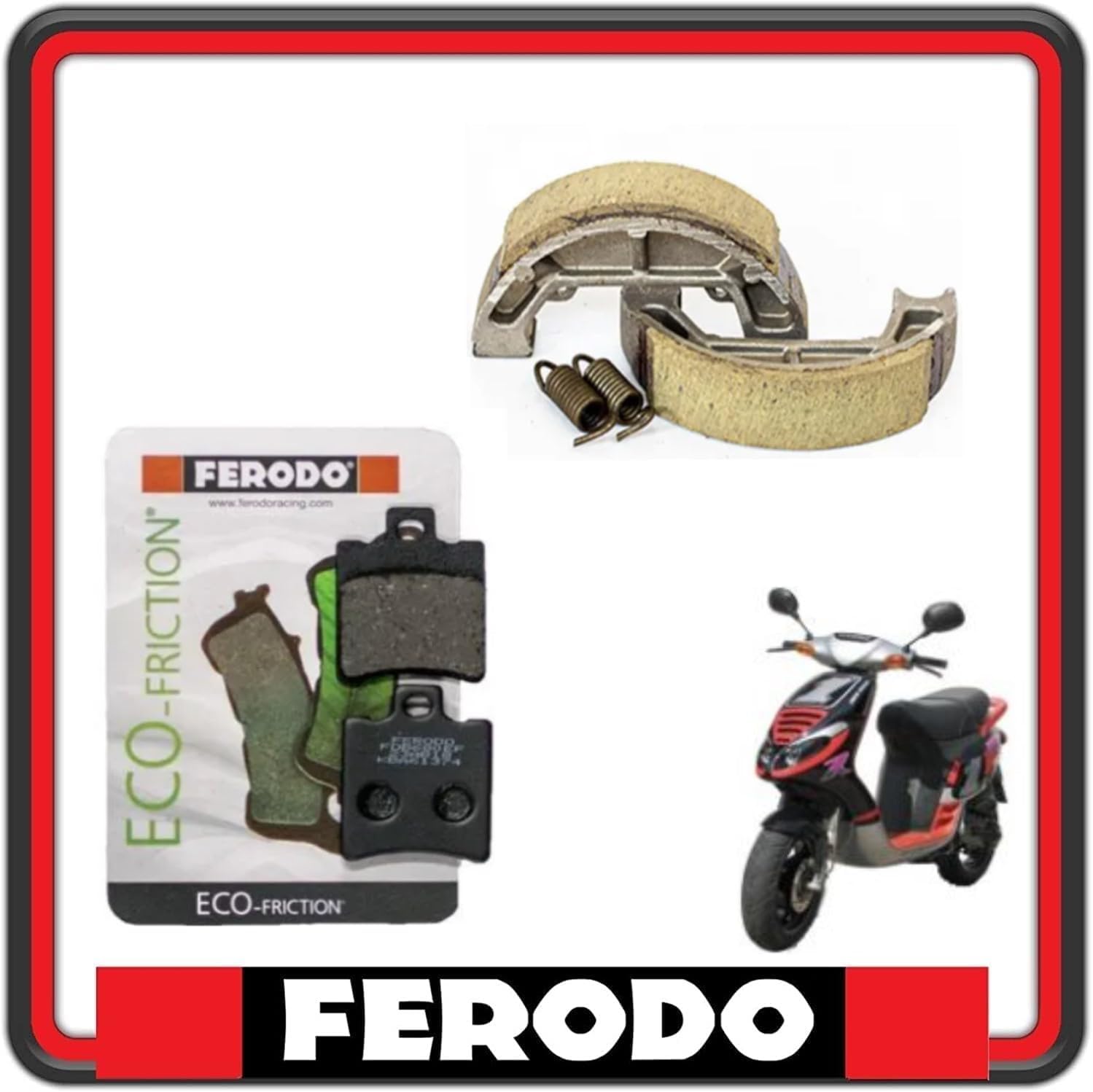 KIT PASTIGLIE PASTICCHE FRENO FRENI ANTERIORI E GANASCE FRENO FERODO COMPATIBILI PER PIAGGIO NRG 50 DAL 1994 AL 1995 FDB680 - FSB895