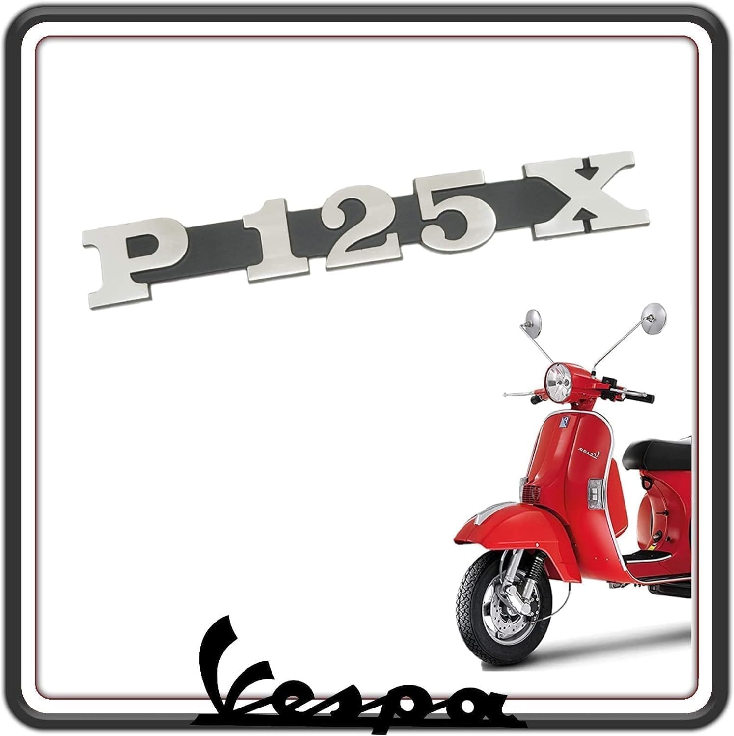TARGHETTA ETICHETTA SCRITTA LOGO LATERALE COMPATIBILE PER PIAGGIO VESPA P 125 X.