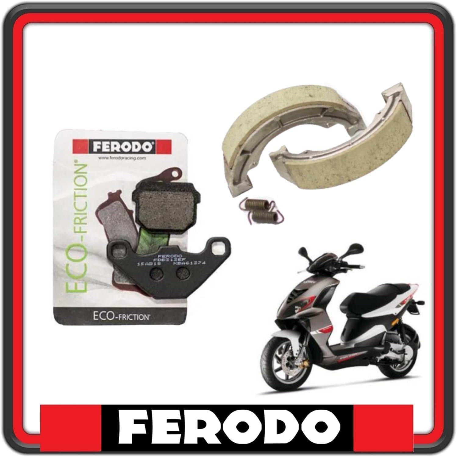 KIT PASTIGLIE PASTICCHE ANTERIORI E GANASCE FRENO FRENI POSTERIORI FERODO COMPATIBILI PER PIAGGIO NRG 50 POWER DT DAL 2005 AL 2007 FDB313 - FSB938