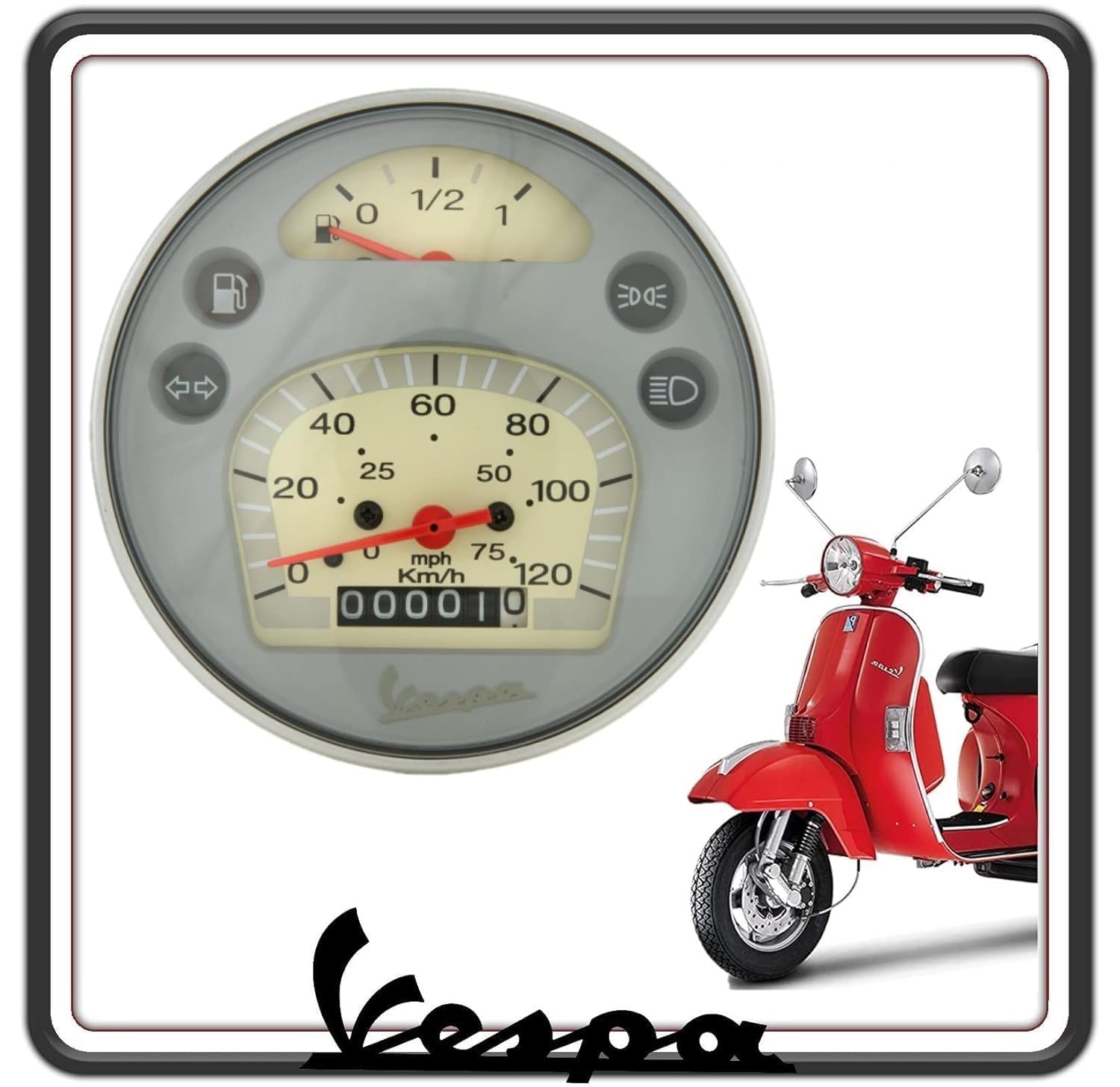 CONTACHILOMETRI CONTA KM CONTA CHILOMETRI GRUPPO STRUMENTI COMPLETO PER PIAGGIO VESPA PX 125 150 200 DAL 1998 AL 2017 ORIGINALE PIAGGIO 583074