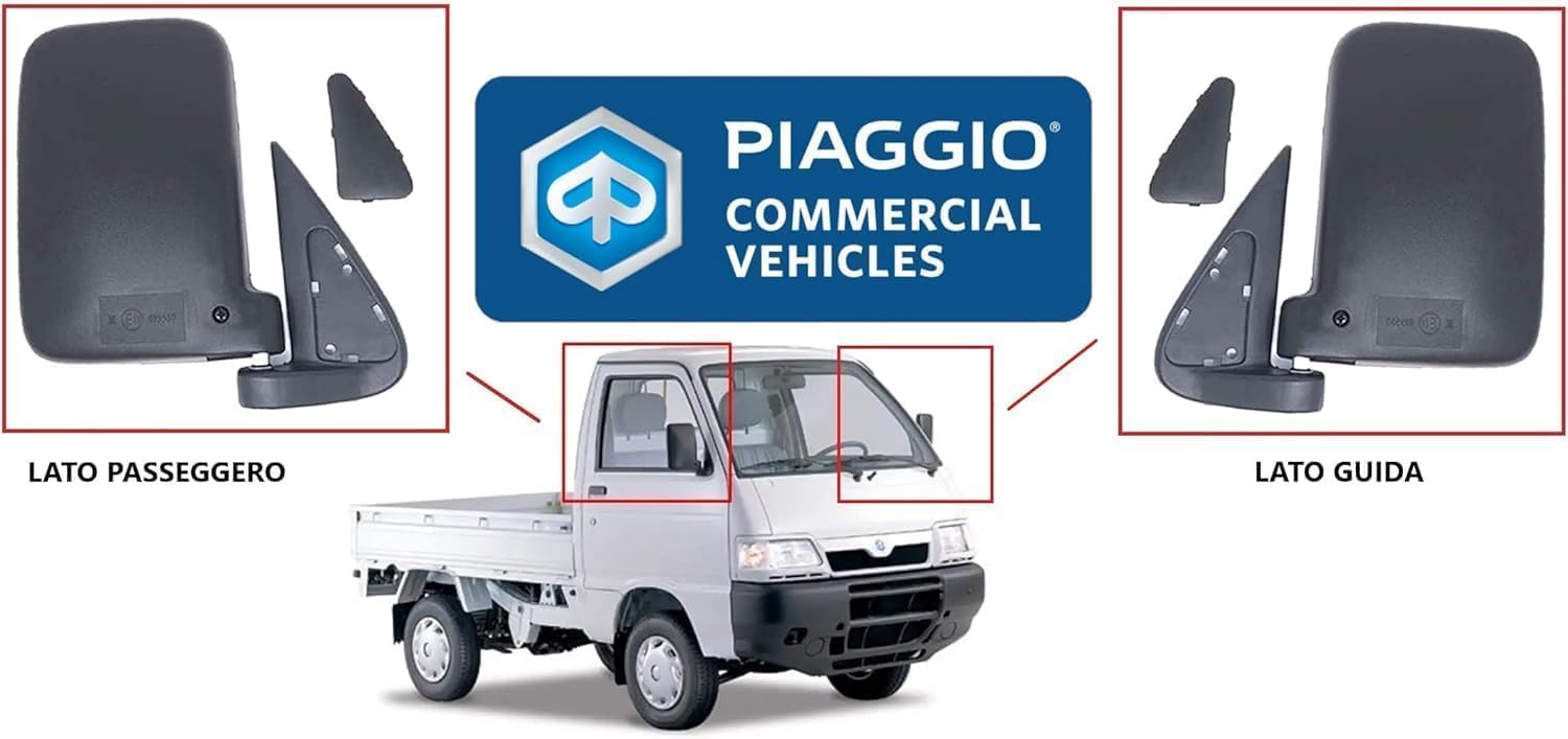KIT COPPIA 2 SPECCHIO SPECCHIETTO SPECCHI SPECCHIETTI RETROVISORI DESTRO E SINISTRO COMPATIBILI PER PIAGGIO PORTER BENZINA FINO AL 2009 - PIAGGIO PORTER 1200 1400 DIESEL - PIAGGIO QUARGO DIESEL.