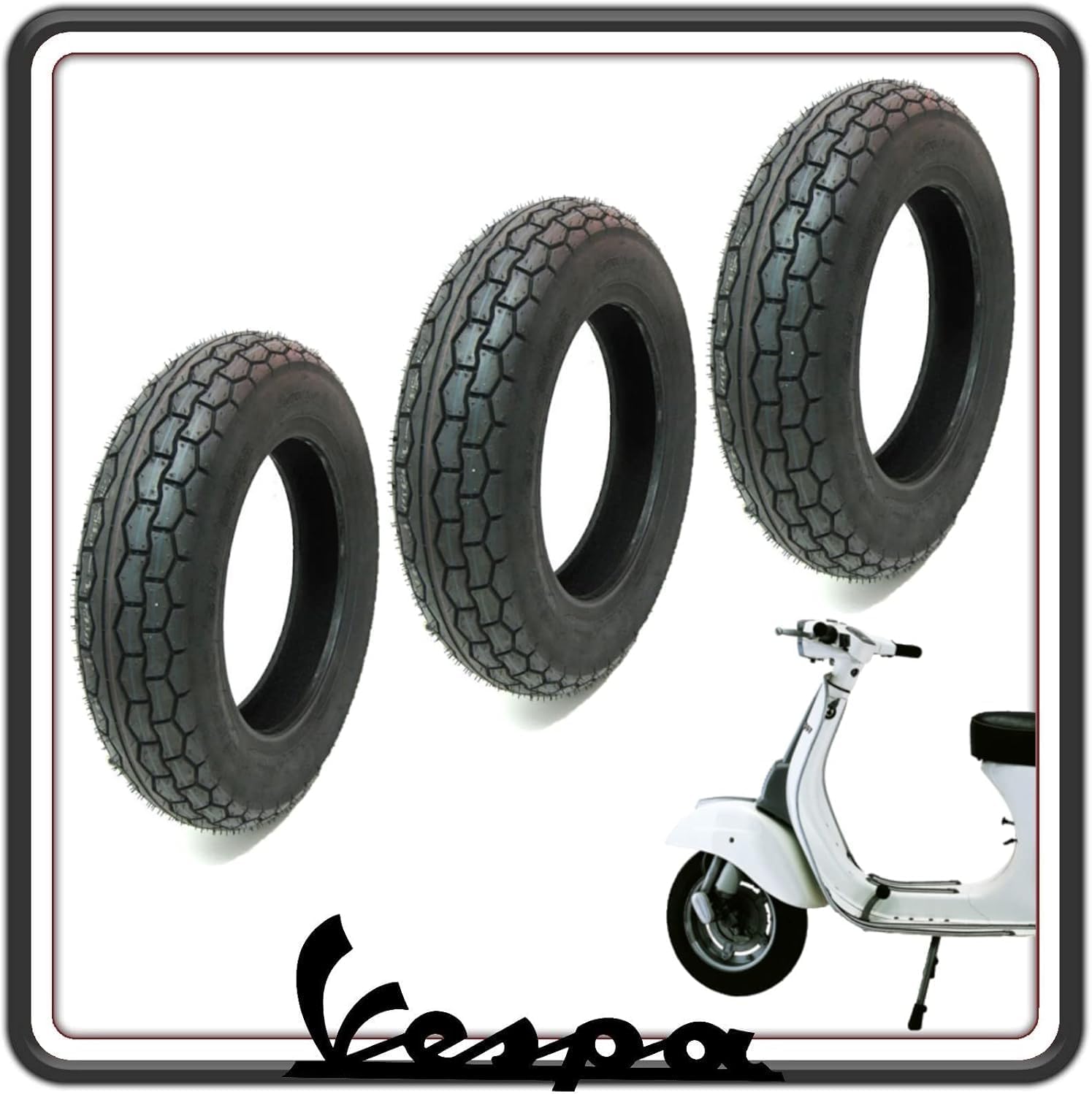 KIT 3 GOMME GOMMA COPERTONE COPERTONI PNEUMATICI COMPATIBILI PER PIAGGIO VESPA 50 SPECIAL - ET3-125 PRIMAVERA - VESPA PK 50-50 XL MISURA 3.00-10