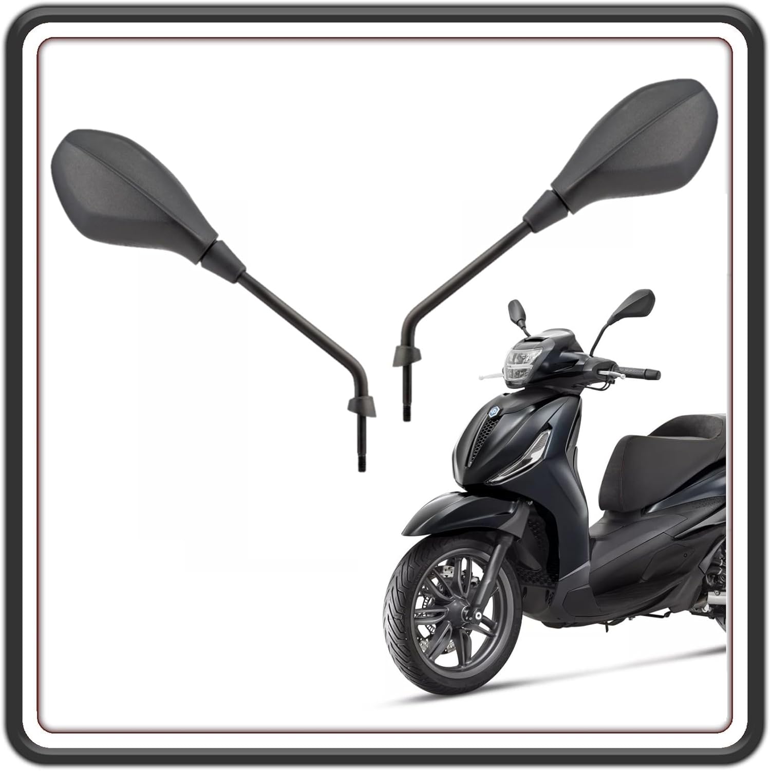 KIT COPPIA 2 SPECCHI SPECCHIETTI SPECCHIO SPECCHIETTO RETROVISORE NERI LATO DESTRO E SINISTRO PER PIAGGIO BEVERLY 300 DAL 2021 AL 2024 - PIAGGIO BEVERLY 400 DAL 2021 AL 2024 ORIGINALE PIAGGIO CM175025 - CM175026