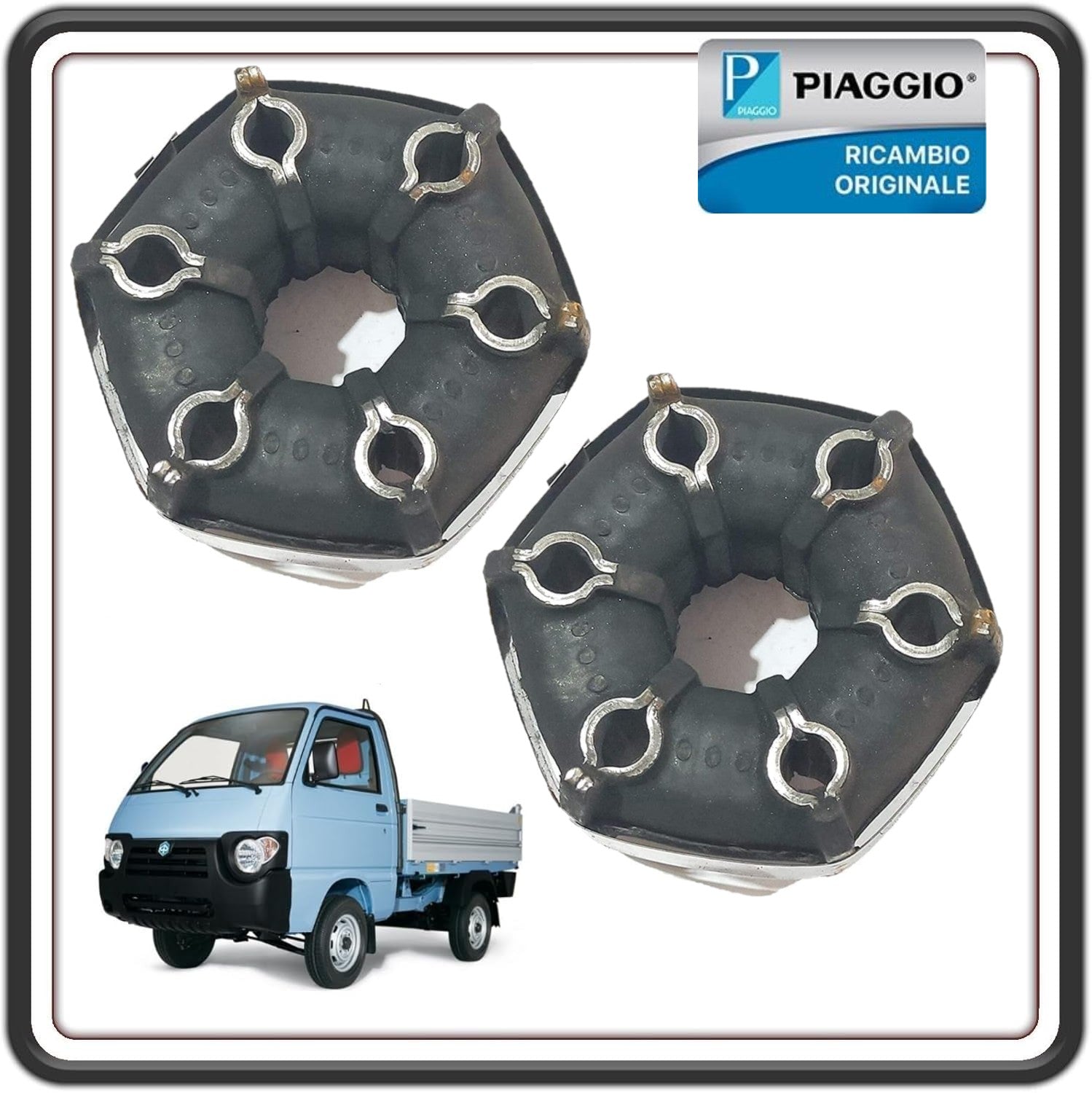 KIT 2 GIUNTO GIUNTI ELASTICO RUOTA PER PIAGGIO QUARGO DIESEL - PIAGGIO APE POKER FORO 12 MM ORIGINALE PIAGGIO B073421