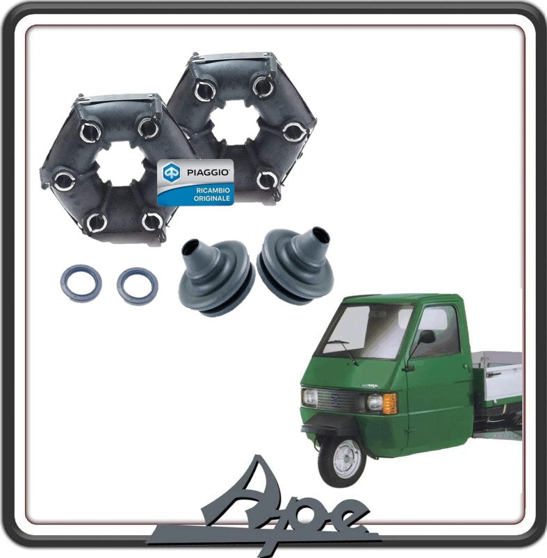 KIT 2 GIUNTO GIUNTI SEMIASSE RUOTA PER PIAGGIO APE TM 703 - APE 602 - APE 601 COMPLETO DI CUFFIE SEMIASSE E PARAOLI SEMIASSE ORIGINALE PIAGGIO. 604535 - 876682 - 6C000312R