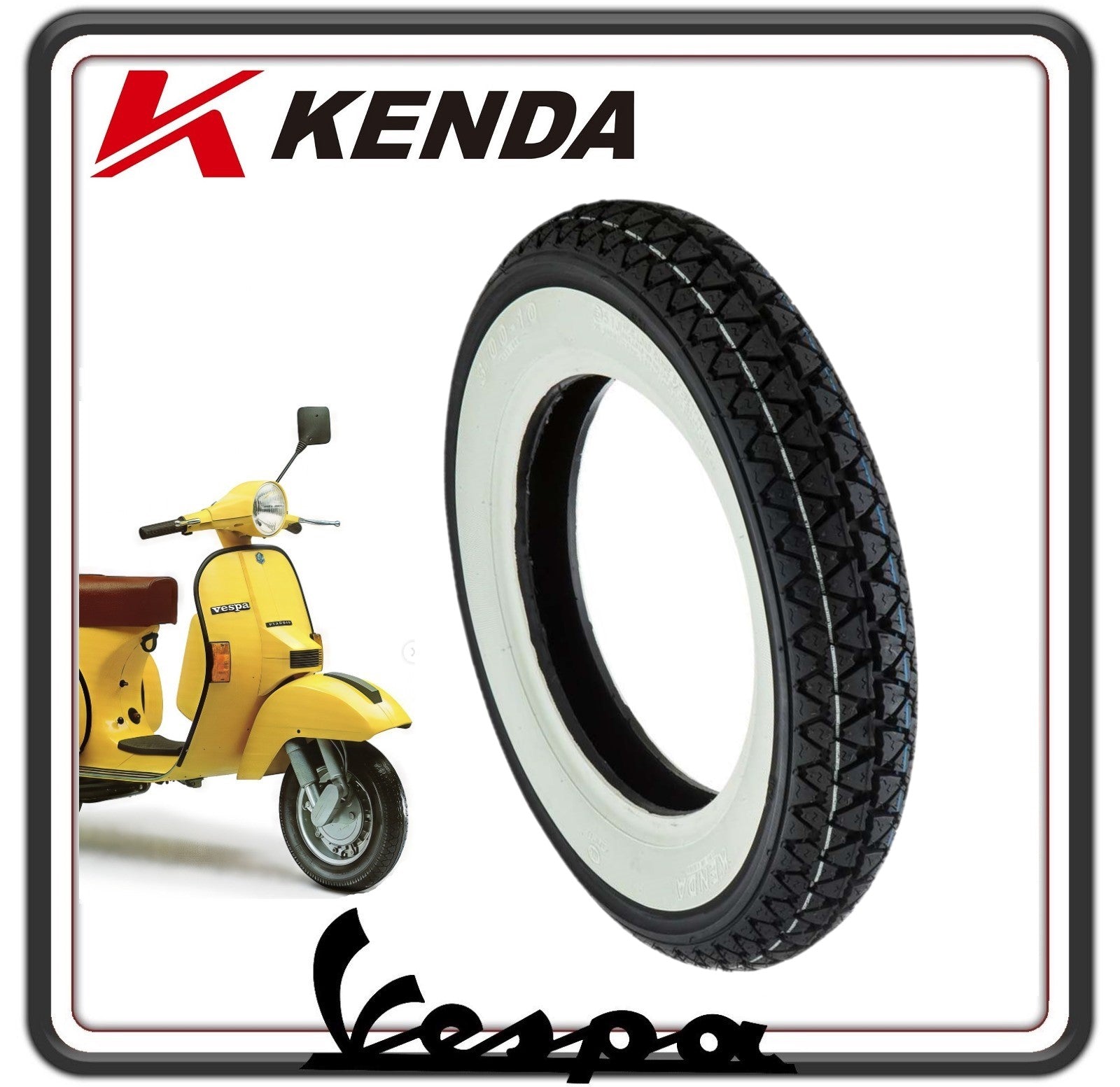 GOMMA COPERTONE PNEUMATICO CON FASCIA BORDO BIANCO PER PIAGGIO MISURA 3.50 -10 PER VESPA PX TUTTI I MODELLI - VESPONE - VESPA ARCOBALENO