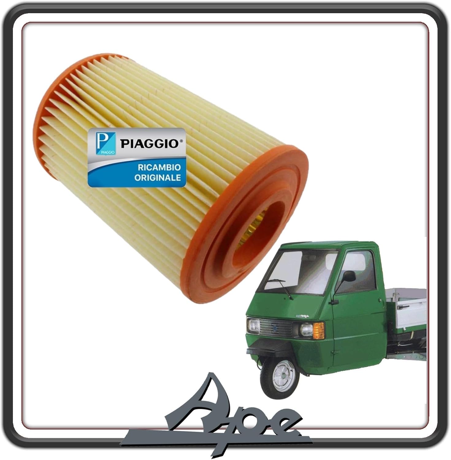 FILTRO ARIA ASPIRAZIONE PER PIAGGIO APE 703 DIESEL - APE 601 CLASSIC - APE CALESSINO DIESEL - PIAGGIO QUARGO DIESEL TUTTI I MODELLI ORIGINALE PIAGGIO 614945