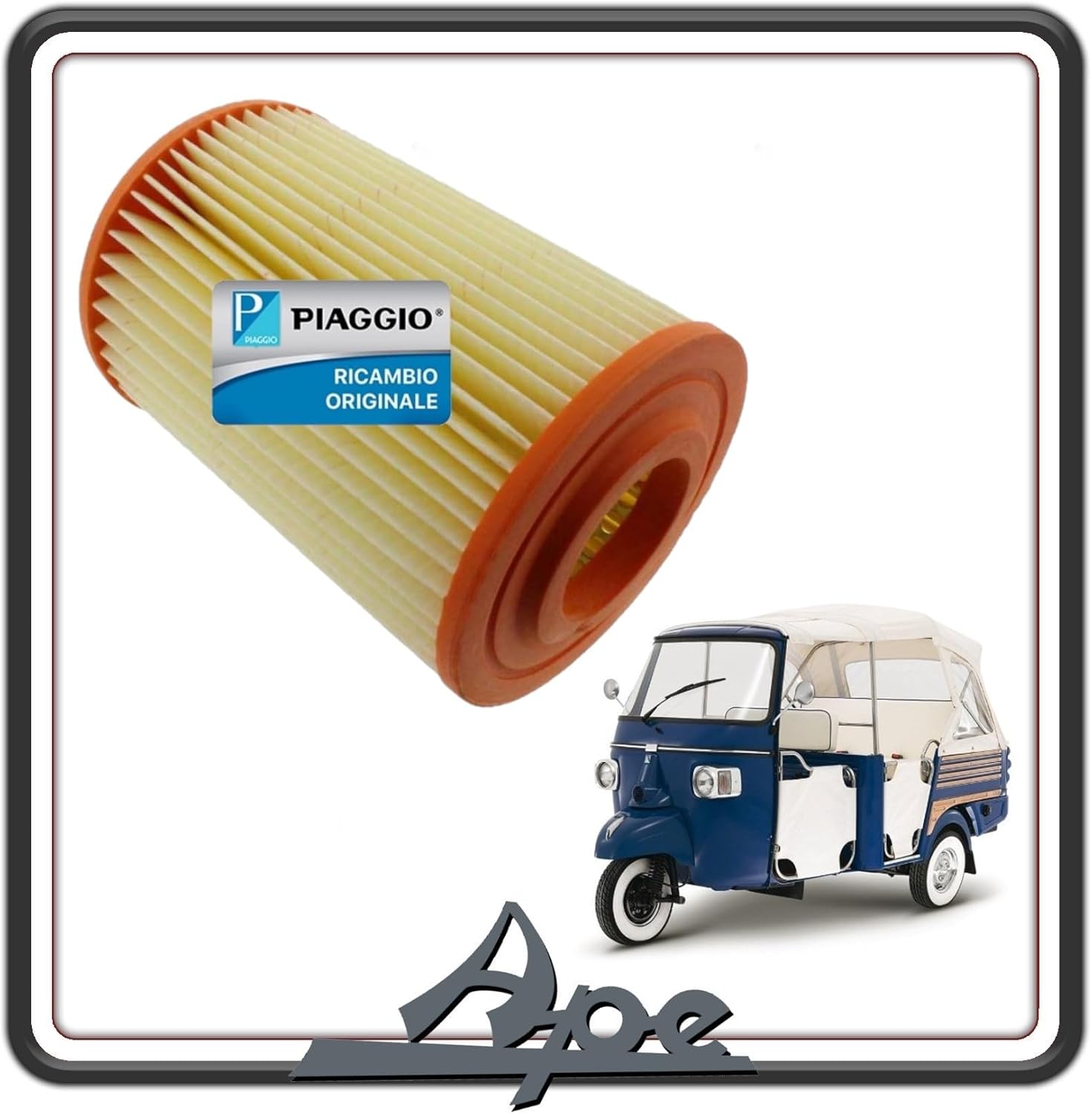 FILTRO ARIA ASPIRAZIONE PER PIAGGIO APE 703 DIESEL - APE 601 CLASSIC - APE CALESSINO DIESEL - PIAGGIO QUARGO DIESEL TUTTI I MODELLI ORIGINALE PIAGGIO 614945