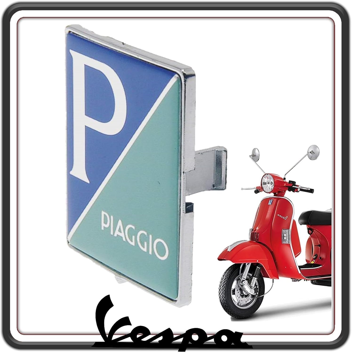 SCUDETTO STEMMA LOGO FREGIO ANTERIORE AD INCASTRO PER PIAGGIO VESPA SPRINT - VESPA PX - VESPA PRIMAVERA - VESPA ET4 - VESPA LX - VESPA GTS - GTV - GRANTURISMO - PIAGGIO PORTER - APE CALESSINO ORIGINALE PIAGGIO 576464