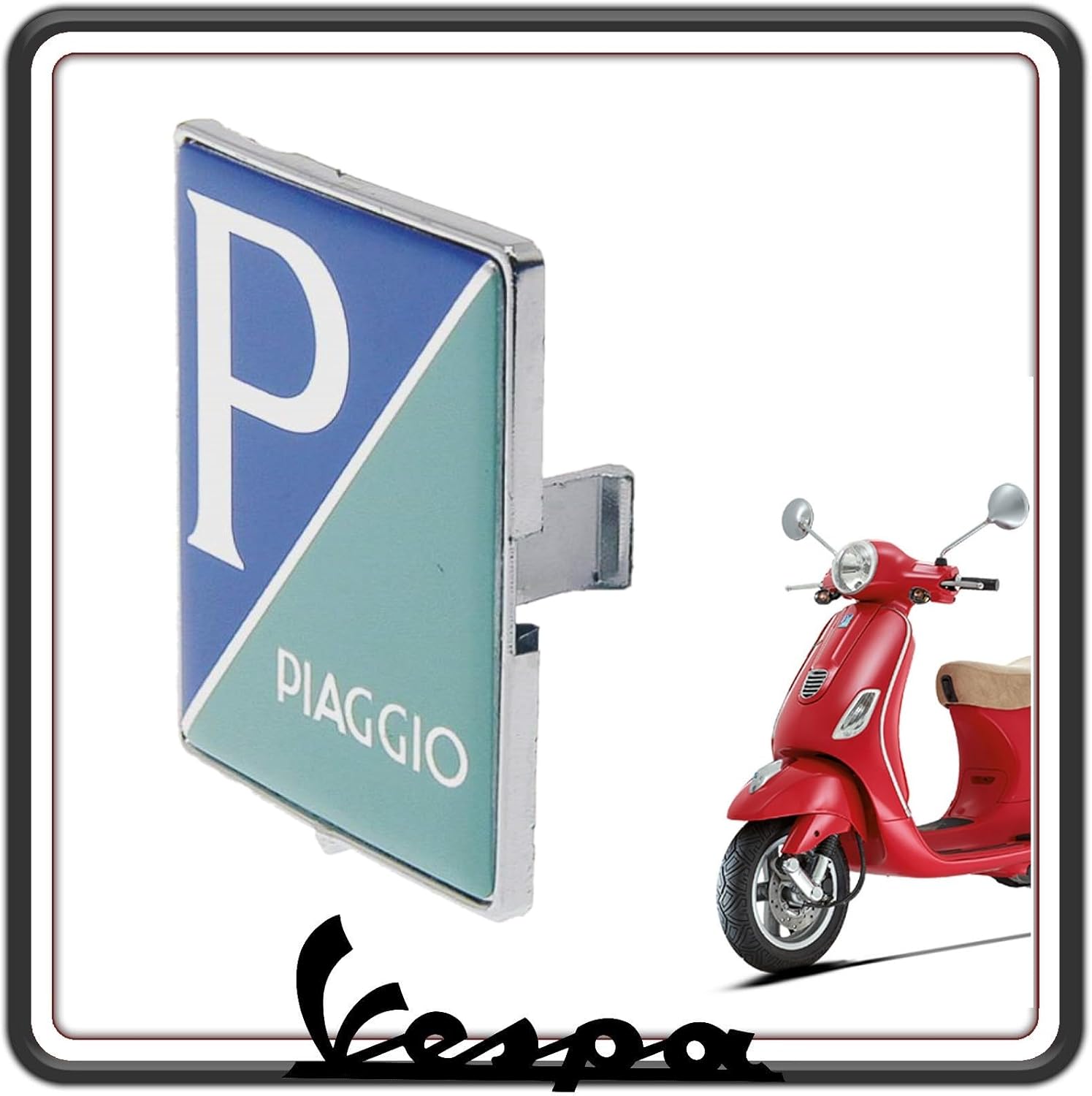 SCUDETTO STEMMA LOGO FREGIO ANTERIORE AD INCASTRO PER PIAGGIO VESPA SPRINT - VESPA PX - VESPA PRIMAVERA - VESPA ET4 - VESPA LX - VESPA GTS - GTV - GRANTURISMO - PIAGGIO PORTER - APE CALESSINO ORIGINALE PIAGGIO 576464