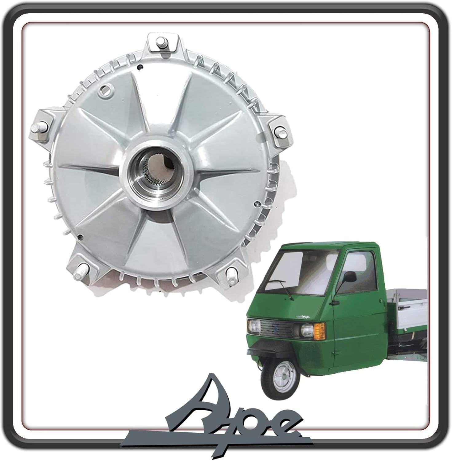 TAMBURO FRENO POSTERIORE COMPATIBILE CON PIAGGIO APE TM 703 - APE 602 - APE POKER BENZINA E DIESEL - APE CAR.