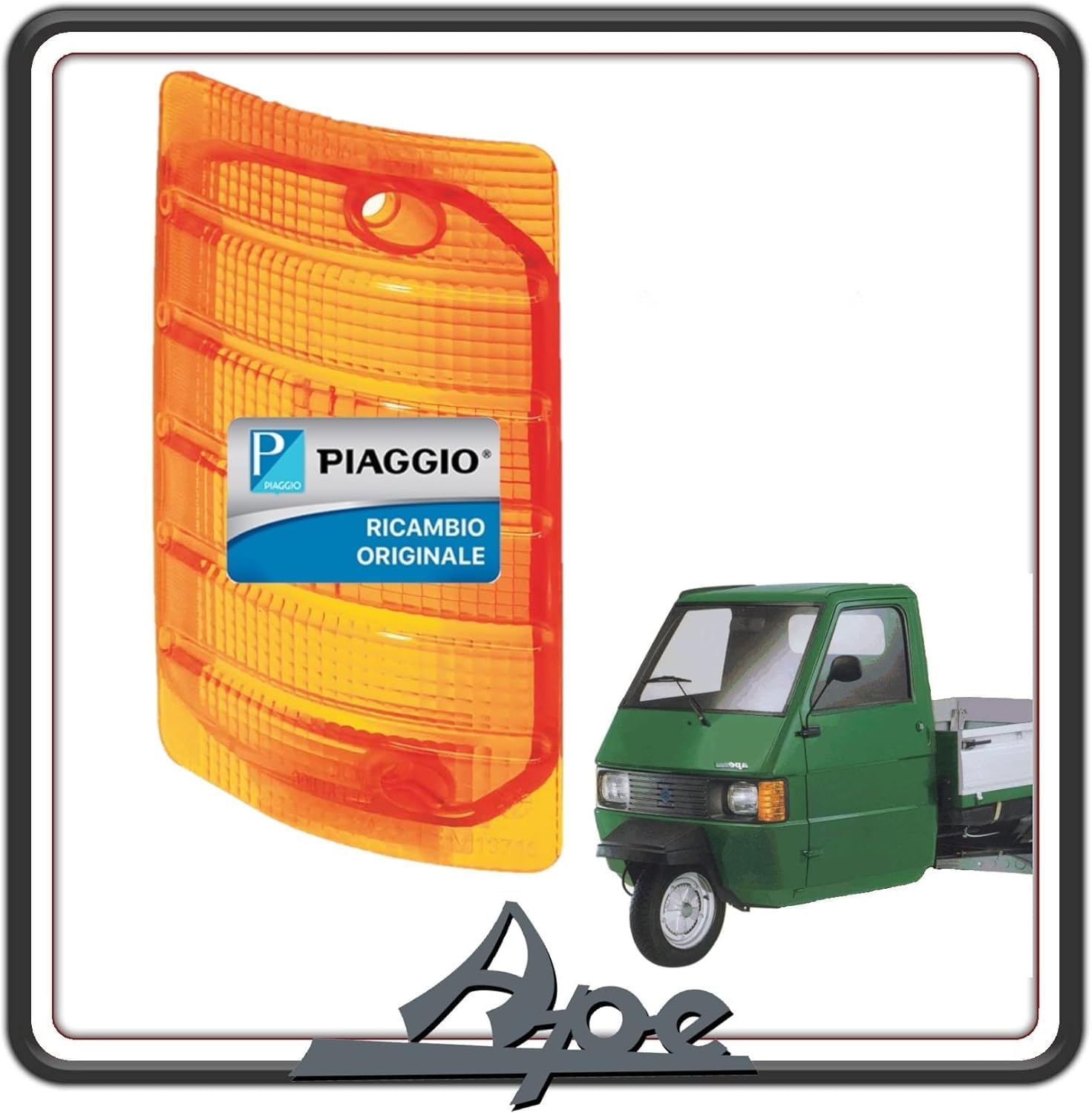 GEMMA LENTE FRECCIA PLASTICA VETRINO INDICATORE DI DIREZIONE SEGNALAZIONE ANTERIORE DESTRA DESTRO DX APE TM 703 ORIGINALE PIAGGIO 213717