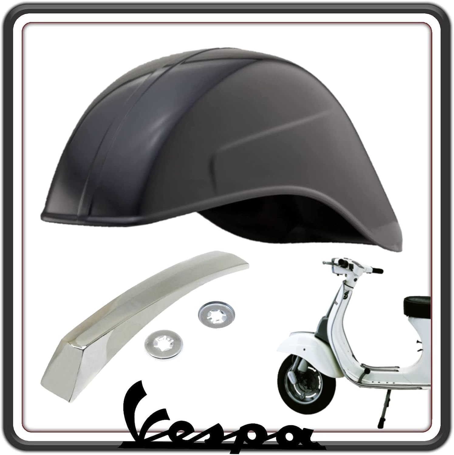 PARAFANGO ANTERIORE ANT GREZZO COMPLETO DI CRESTA MODANATURA ADATTABILE COMPATIBILE CON VESPA 50 - VESPA 50 SPECIAL - VESPA 125 PRIMAVERA - 125 ET3 PRIMAVERA.