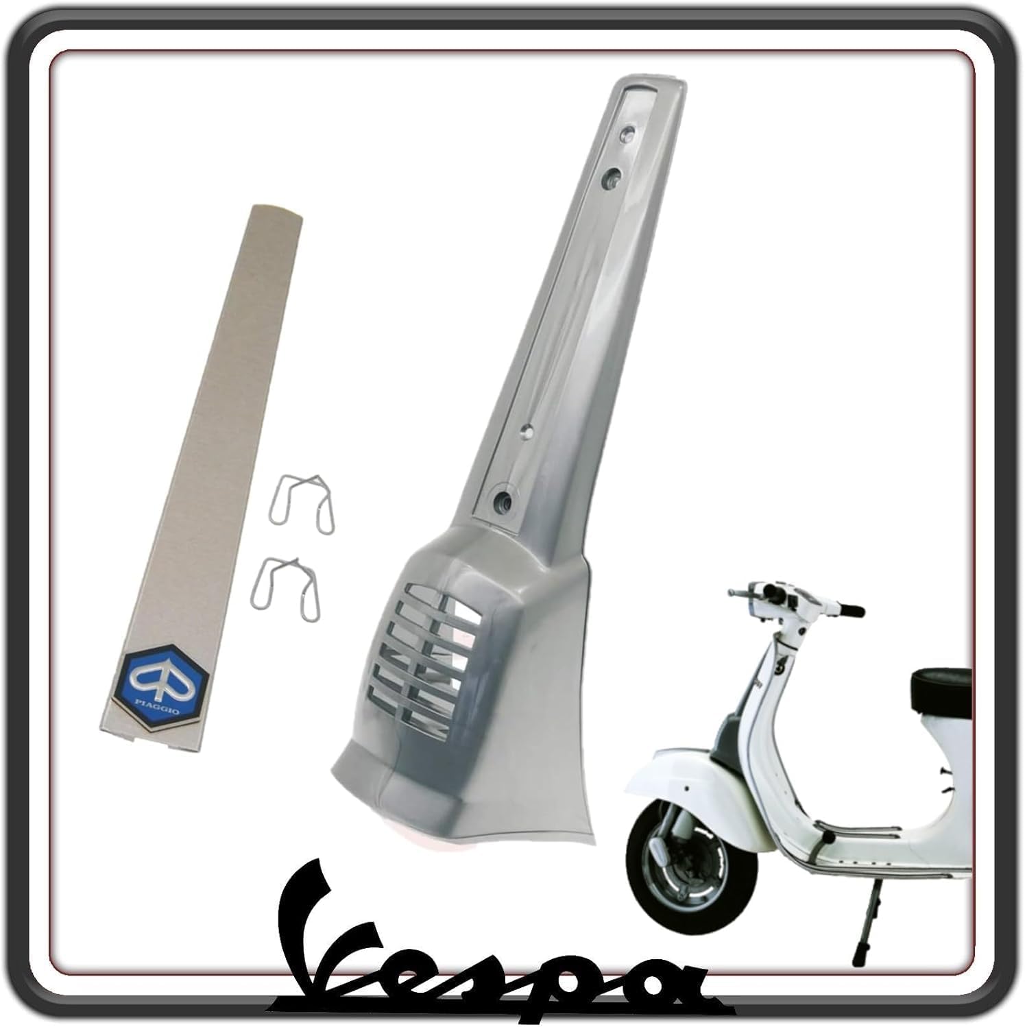 CALANDRA NASELLO COPRI STERZO COPRISTERZO MASCHERA MASCHERINA MANUBRIO CENTRALE PER VESPA 50 SPECIAL CON SCUDETTO E MODANATURA ORIGINALE PIAGGIO 143593