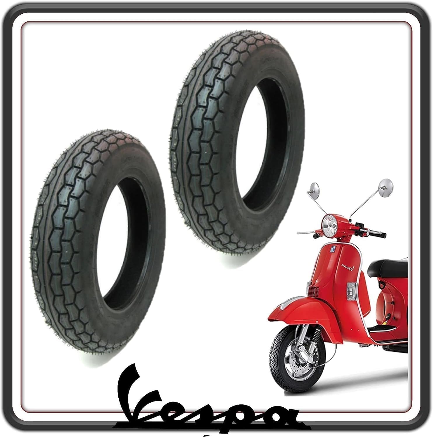 KIT 2 PNEUMATICO PNEUMATICI COPERTONE COPERTONI GOMMA GOMME COPERTURA COMPATIBILI PER VESPA PX TUTTI I MODELLI - VESPONE - VESPA ARCOBALENO - APE 50 TUTTI I MOELLI.