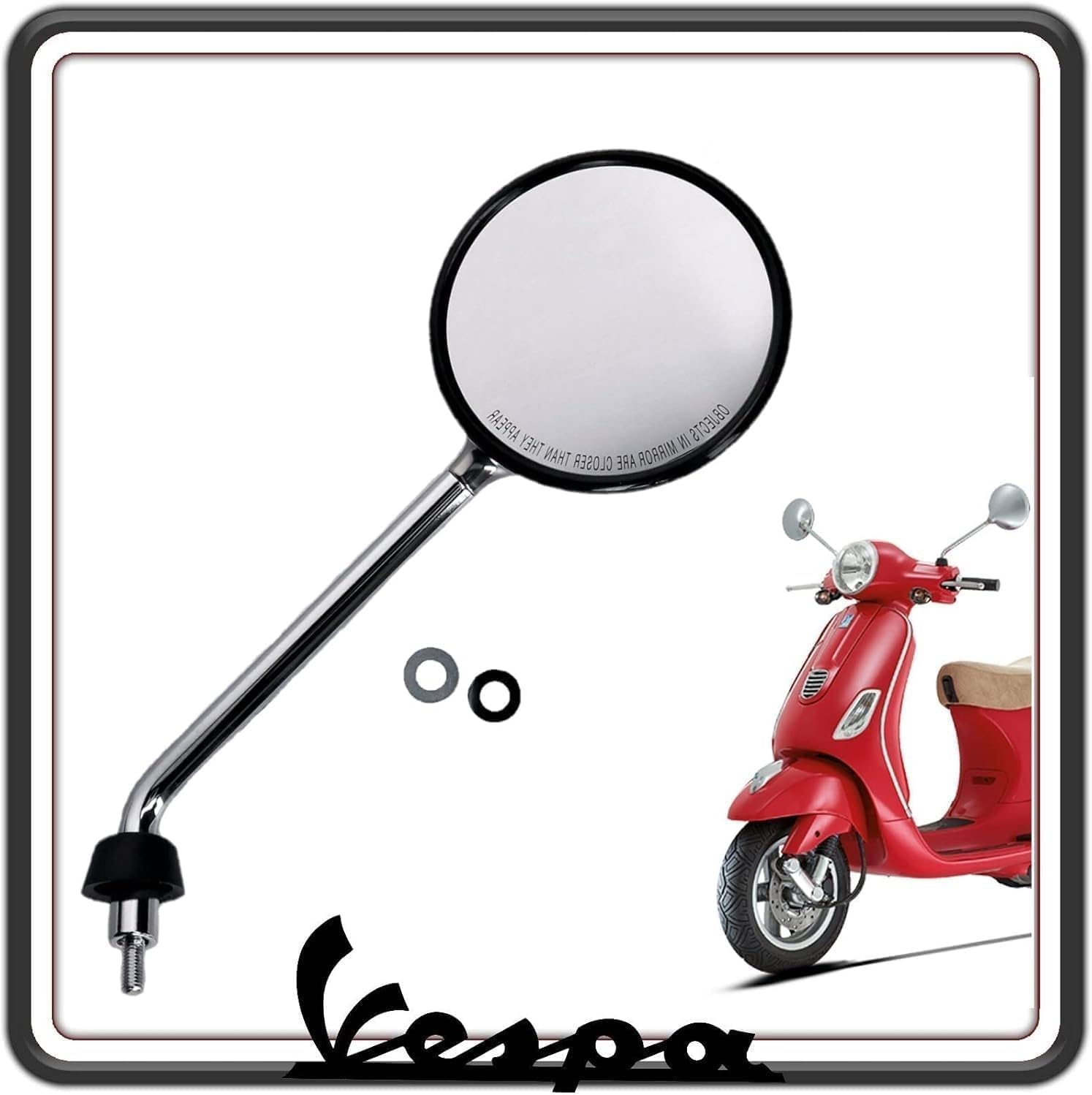 SPECCHIO SPECCHIETTO VETRO RETROVISORE LATO DESTRO DX CROMATO PER PIAGGIO VESPA LX 125 - VESPA LX 150 - PIAGGIO VESPA LX 50 4T ORIGINALE PIAGGIO CM020405