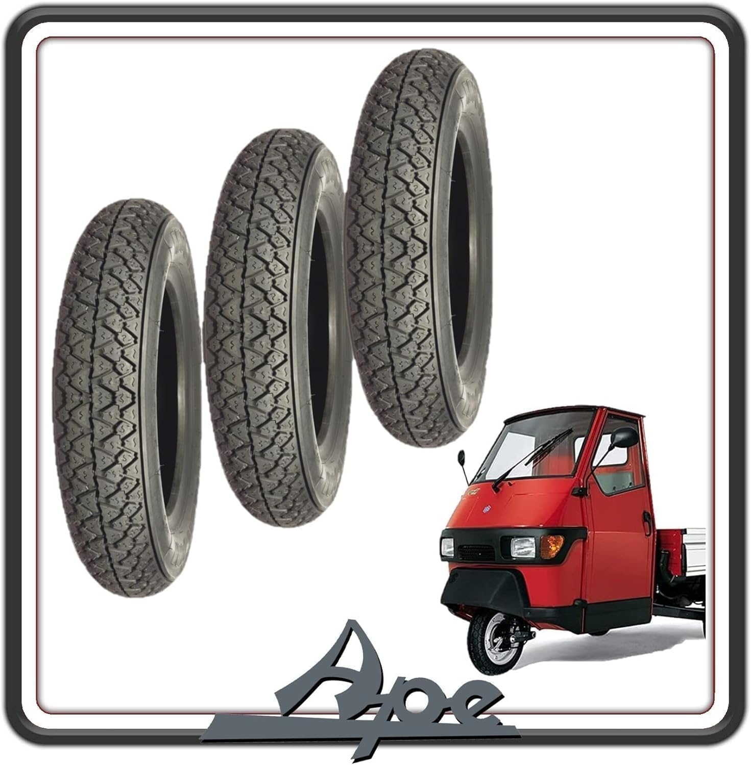 KIT TRE PNEUMATICO PNEUMATICI COPERTONI COPERTONE GOMME BATTISTRADA COPERTURE COMPATIBILI PER PIAGGIO APE 50 TUTTE LE VERSIONI