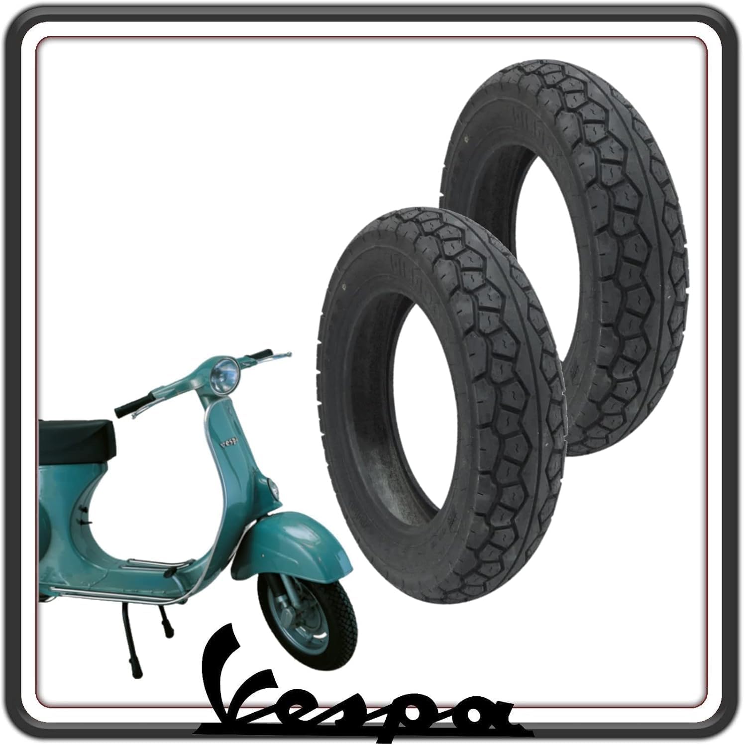 KIT 2 GOMME COPERTONE COPERTONI PNEUMATICO PNEUMATICI MISURA 2.75-9 COMPATIBILI CON PIAGGIO VESPA 50 N - L - R VERSIONE CON FARO TONDO.